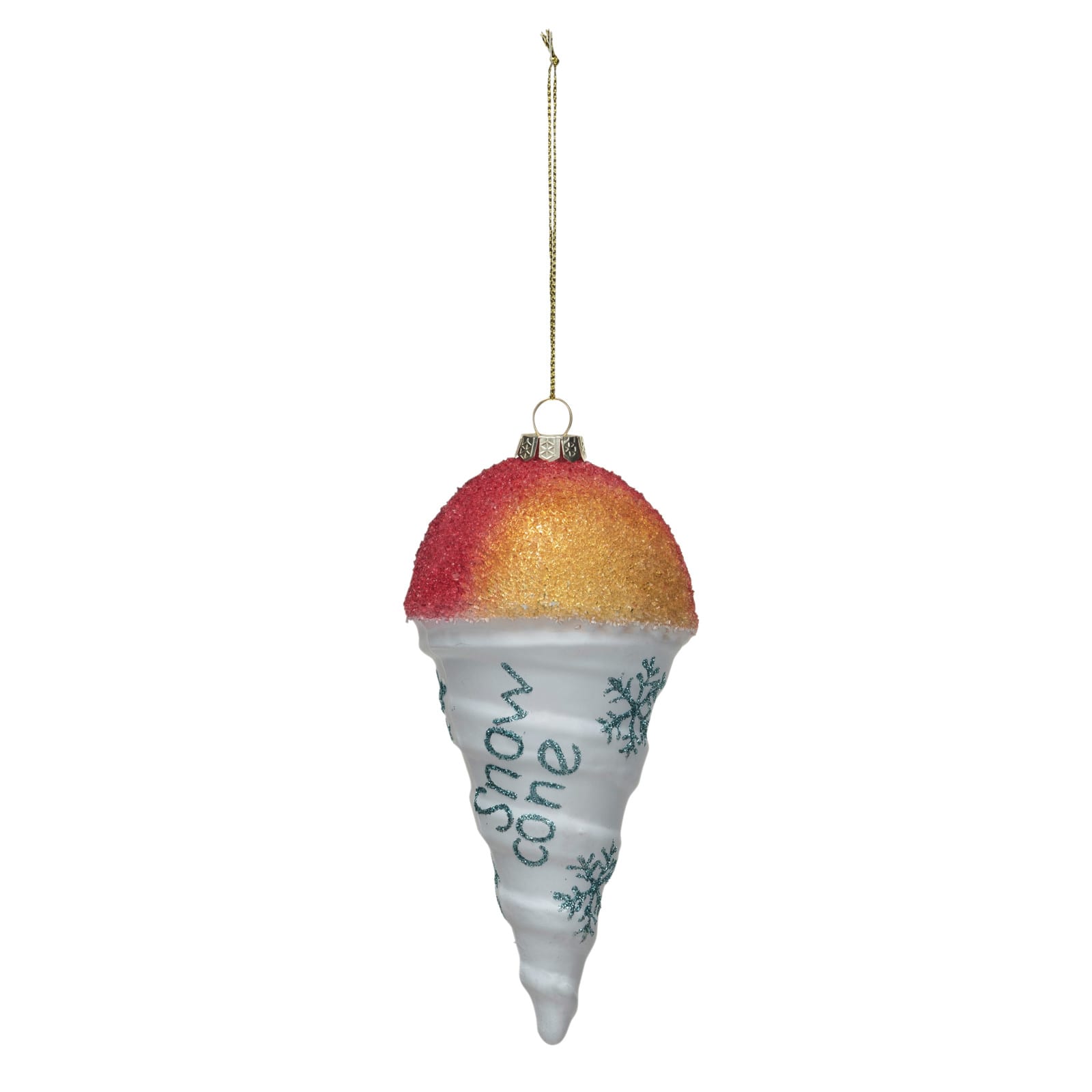 Hello Honey&#xAE; 5.25&#x22; Decorative Glass Snow Cone Ornament with Snowflakes &#x26; Glitter