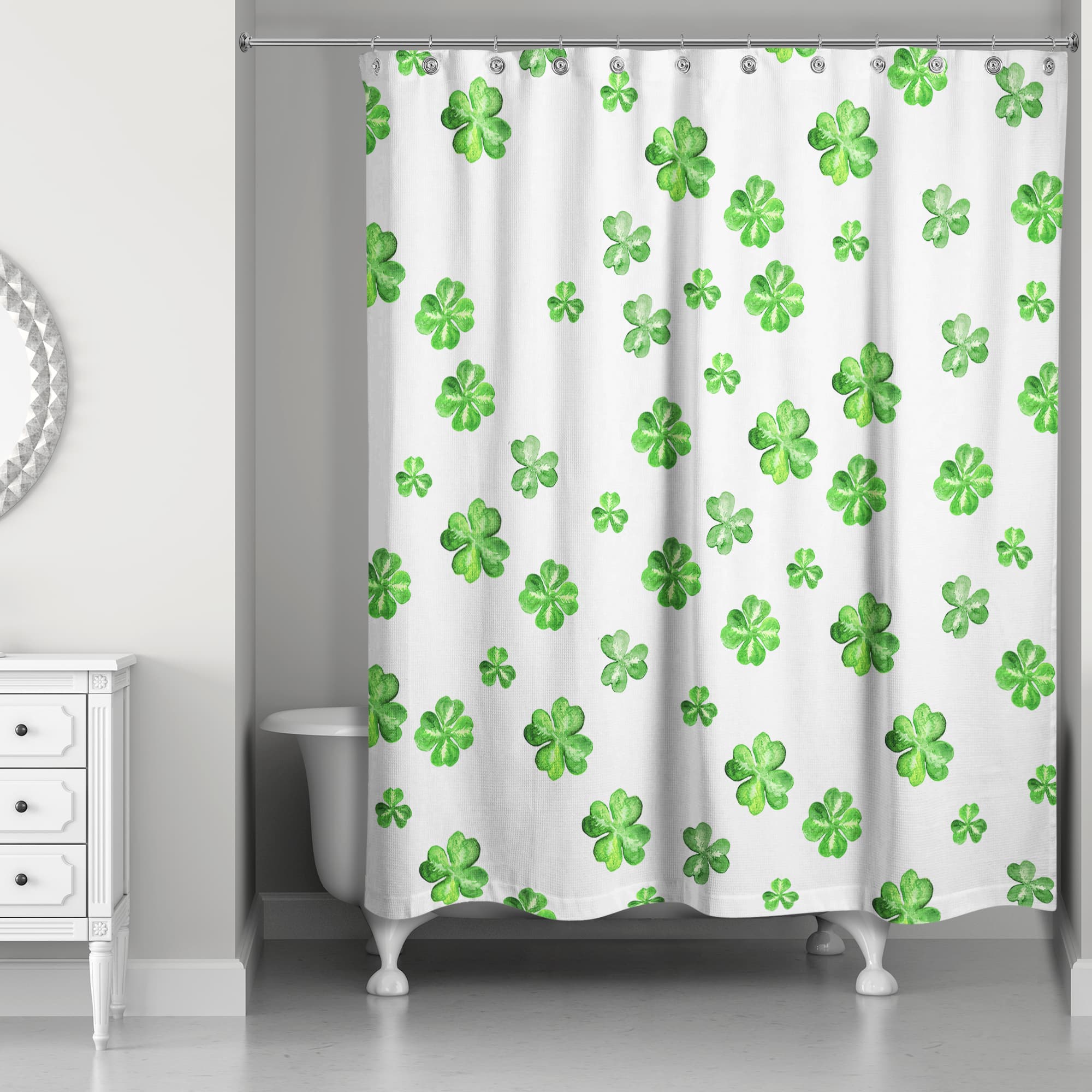 Painterly Shamrock Pattern 71&#x22; x 74&#x22; Shower Curtain