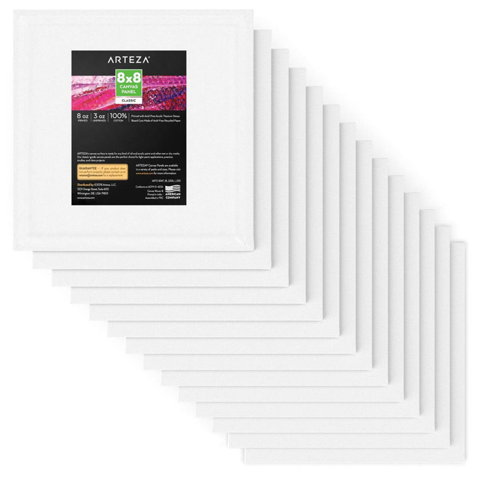 Arteza&#xAE; 8&#x22; x 8&#x22; White Canvas Panels, 14ct.