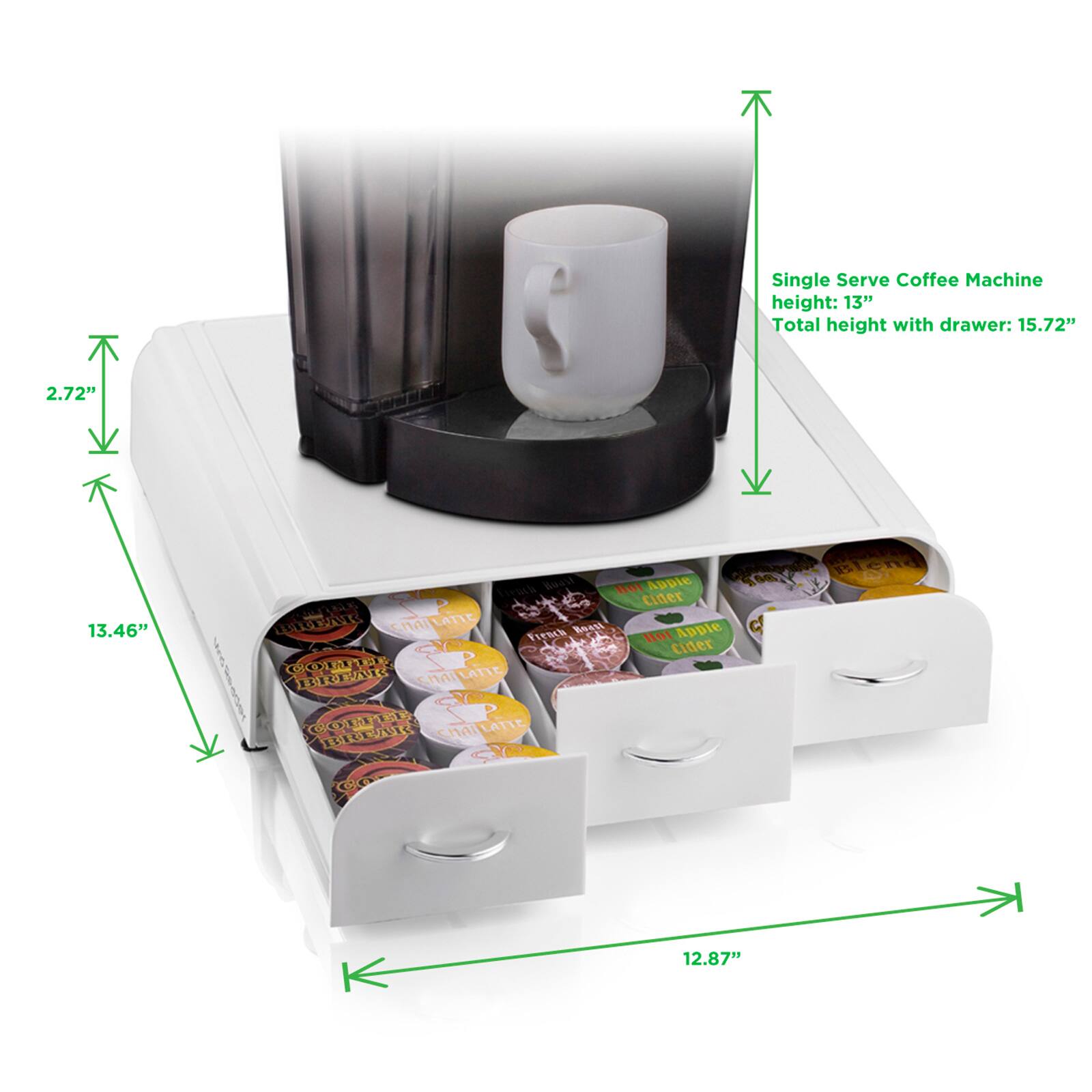 Mind Reader White 36 Capacity 'Anchor' Triple Drawer Single Serve Coffee Pod Holder