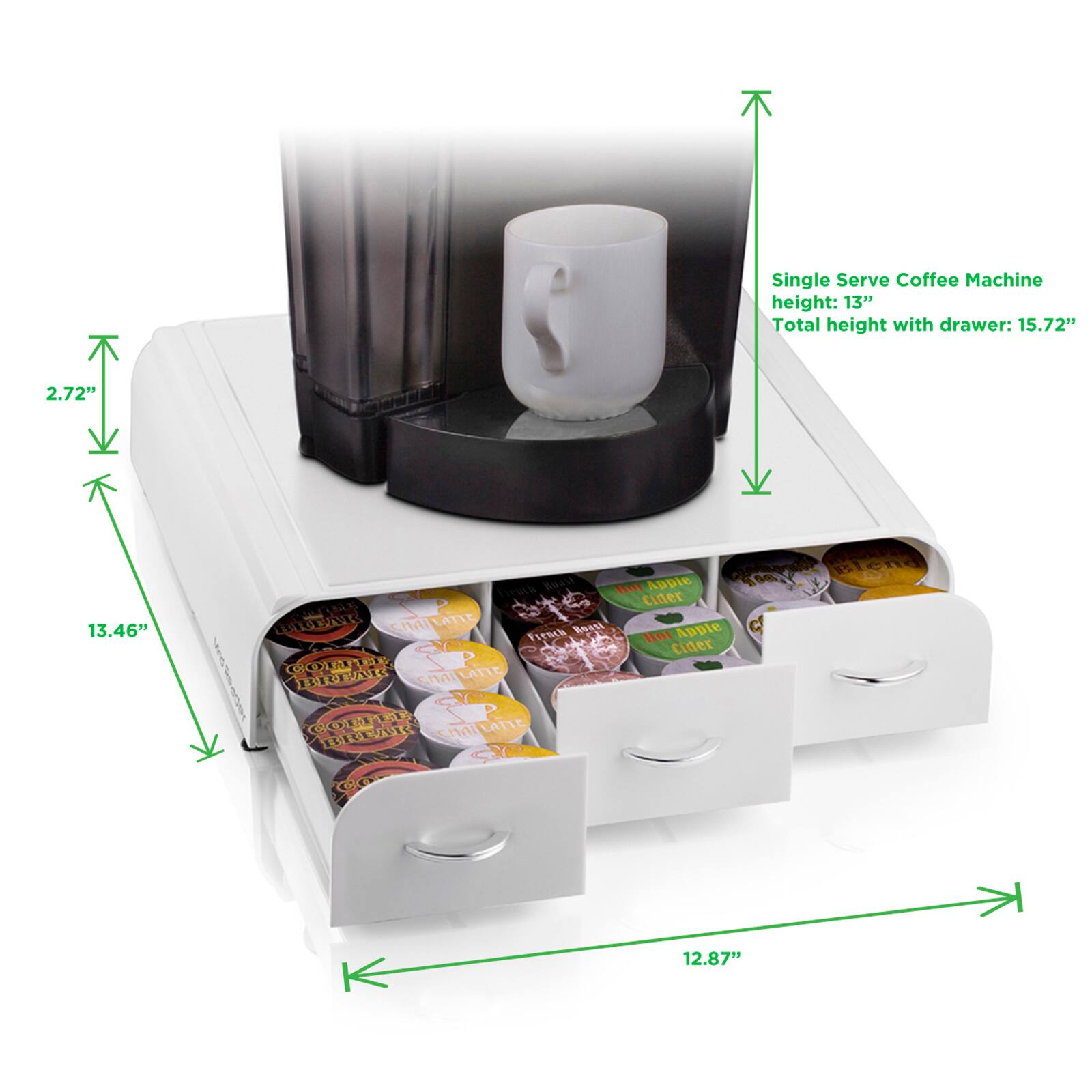 Mind Reader White 36 Capacity &#x27;Anchor&#x27; Triple Drawer Single Serve Coffee Pod Holder