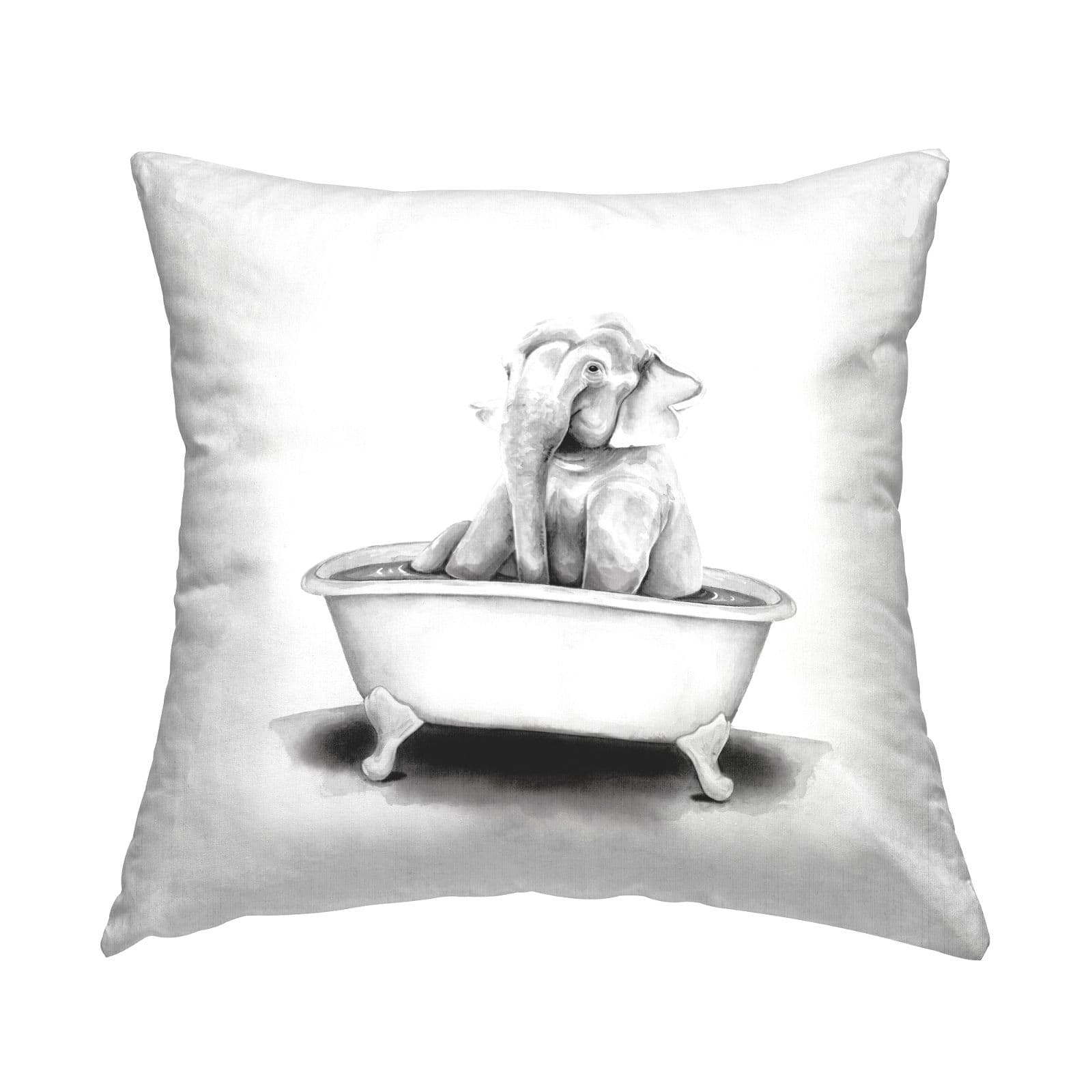 Stupell Industries Elephant Sitting in Tub Funny Wildlife Animal Throw Pillow, 18" x 18"