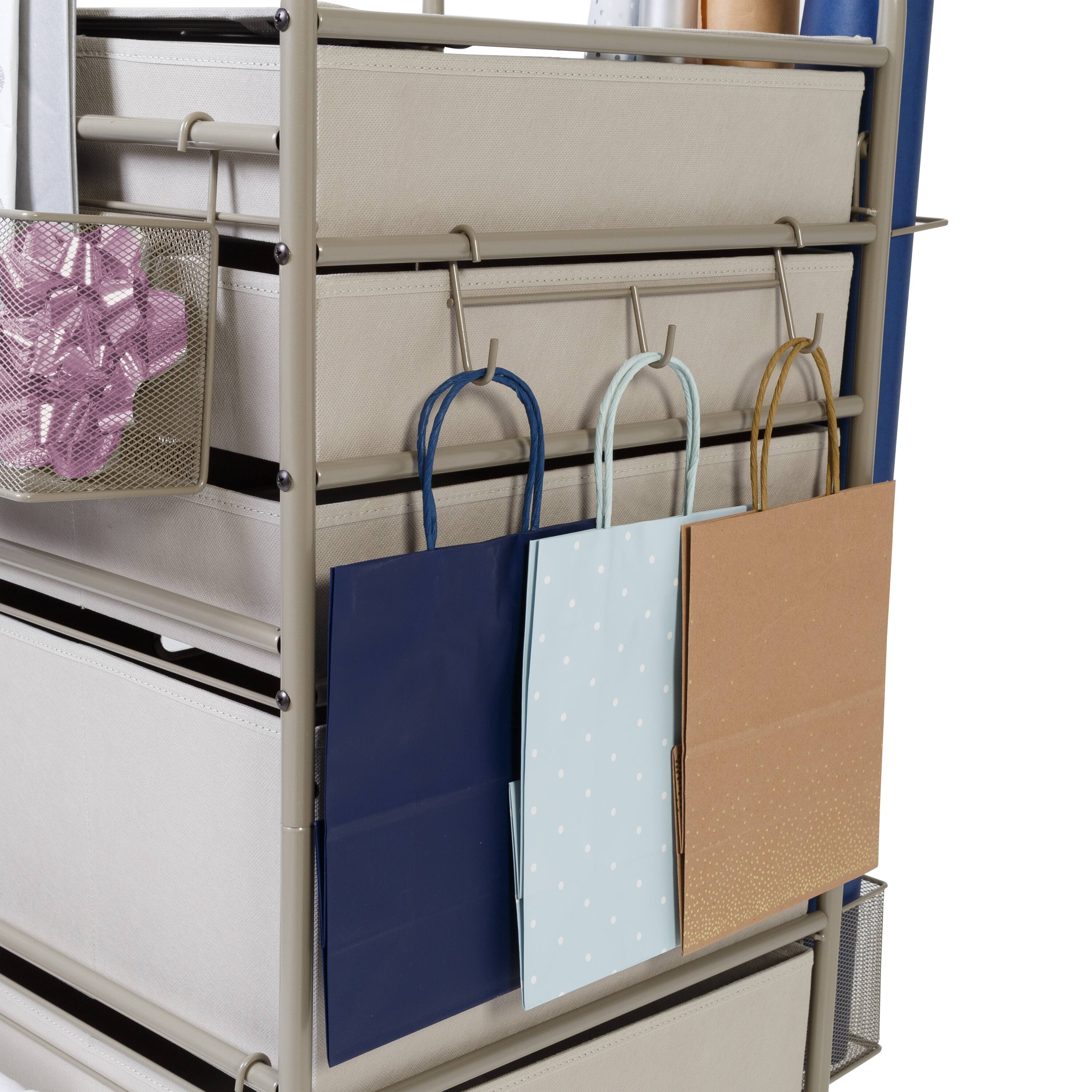Honey Can Do Taupe Wrapping Paper Storage Cart with Wheels