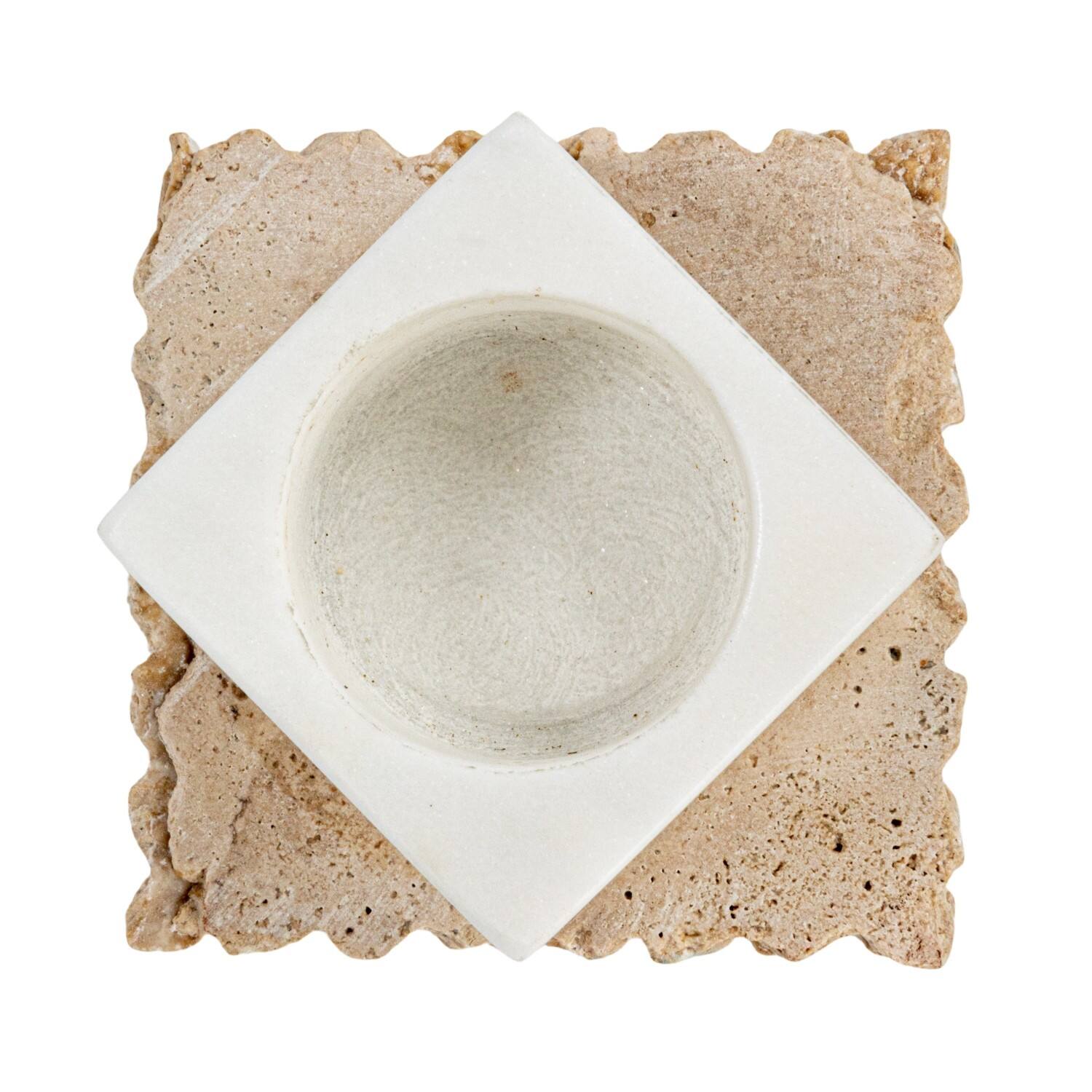 Hello Honey&#xAE; 3.25&#x22; Decorative Marble &#x26; Travertine Candle Holder