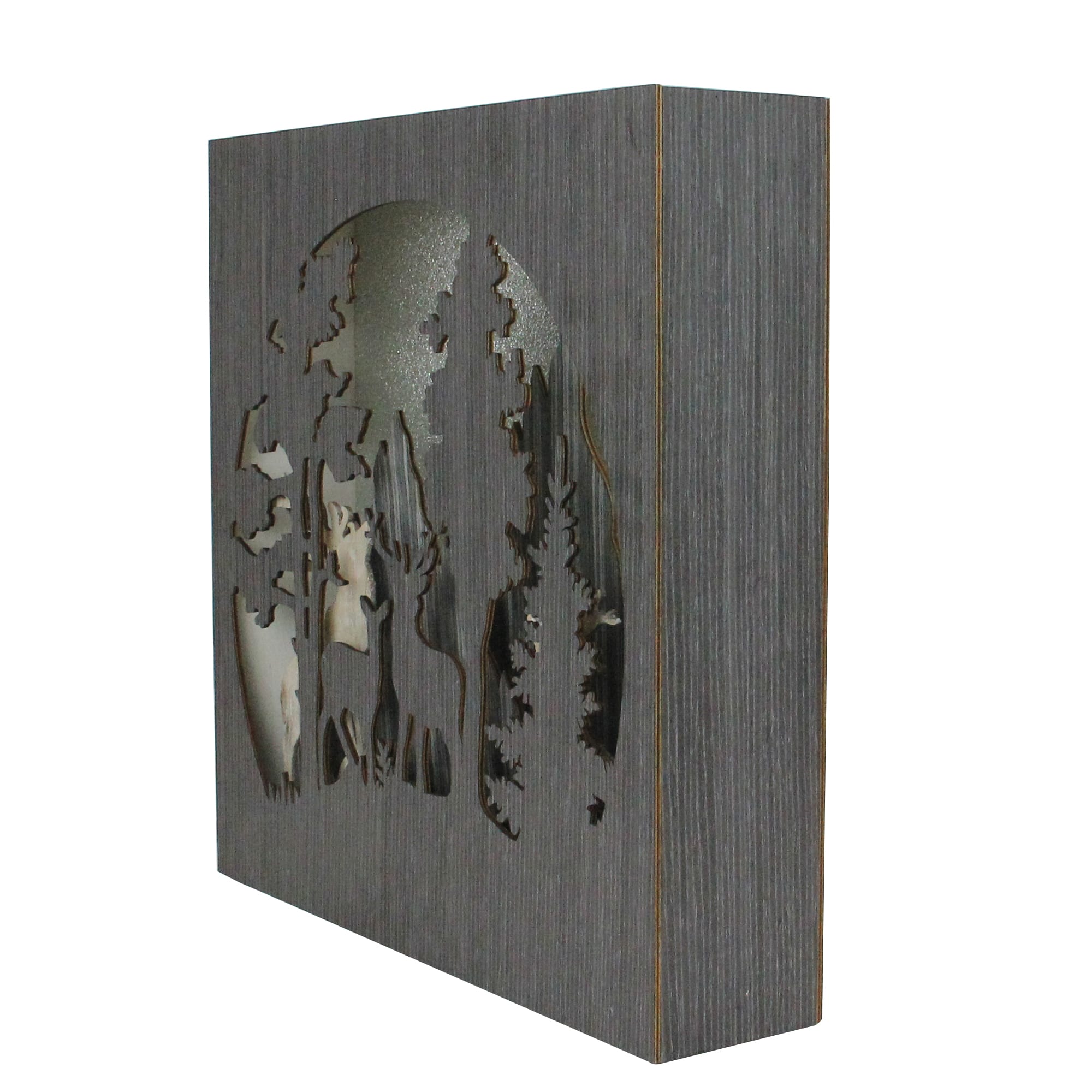 13.75" Glittered Winter Woodland Deer Christmas Shadow Box Table Décor