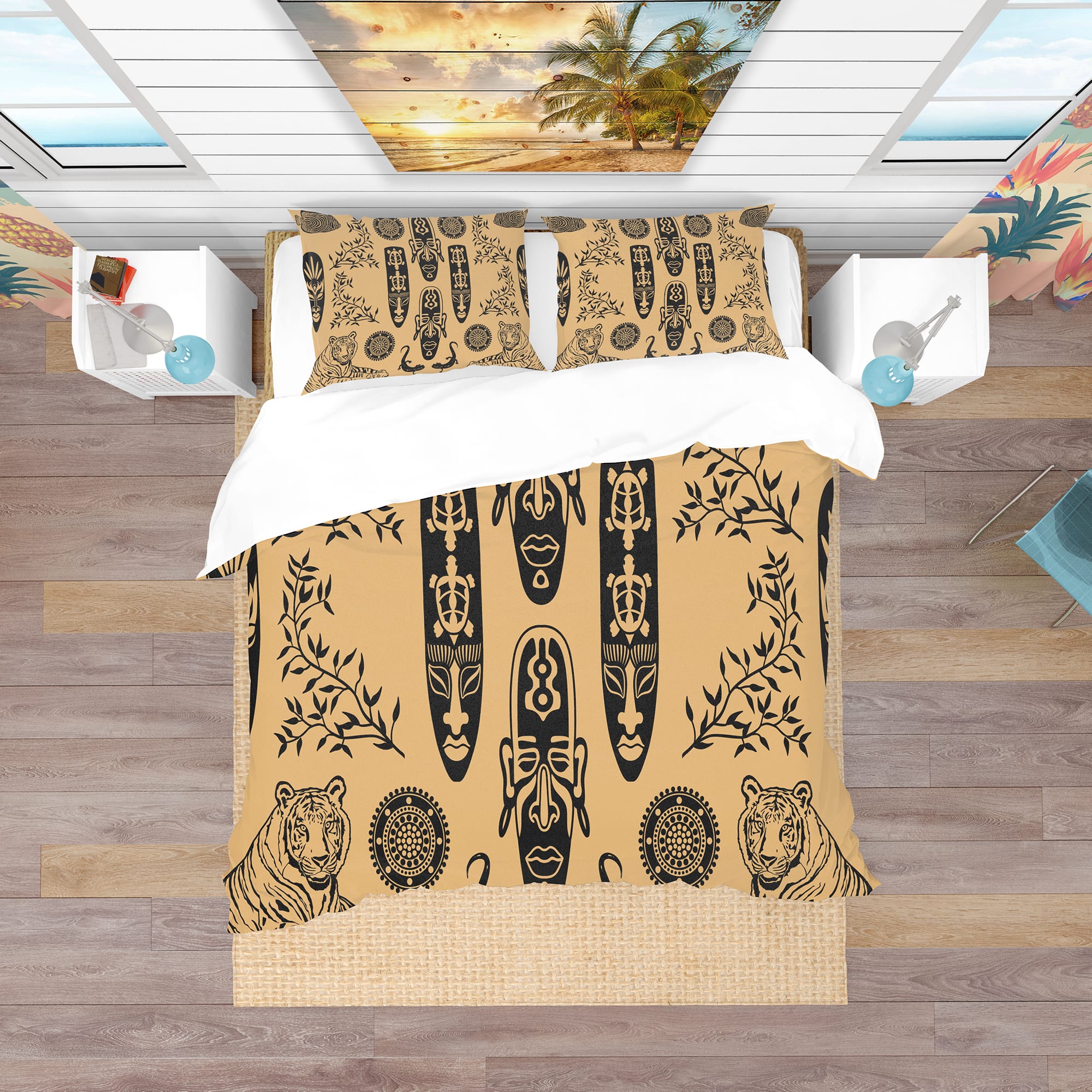 Designart &#x27;Ethnic Decorative Mask&#x27; African Bedding Set - Duvet Cover &#x26; Shams