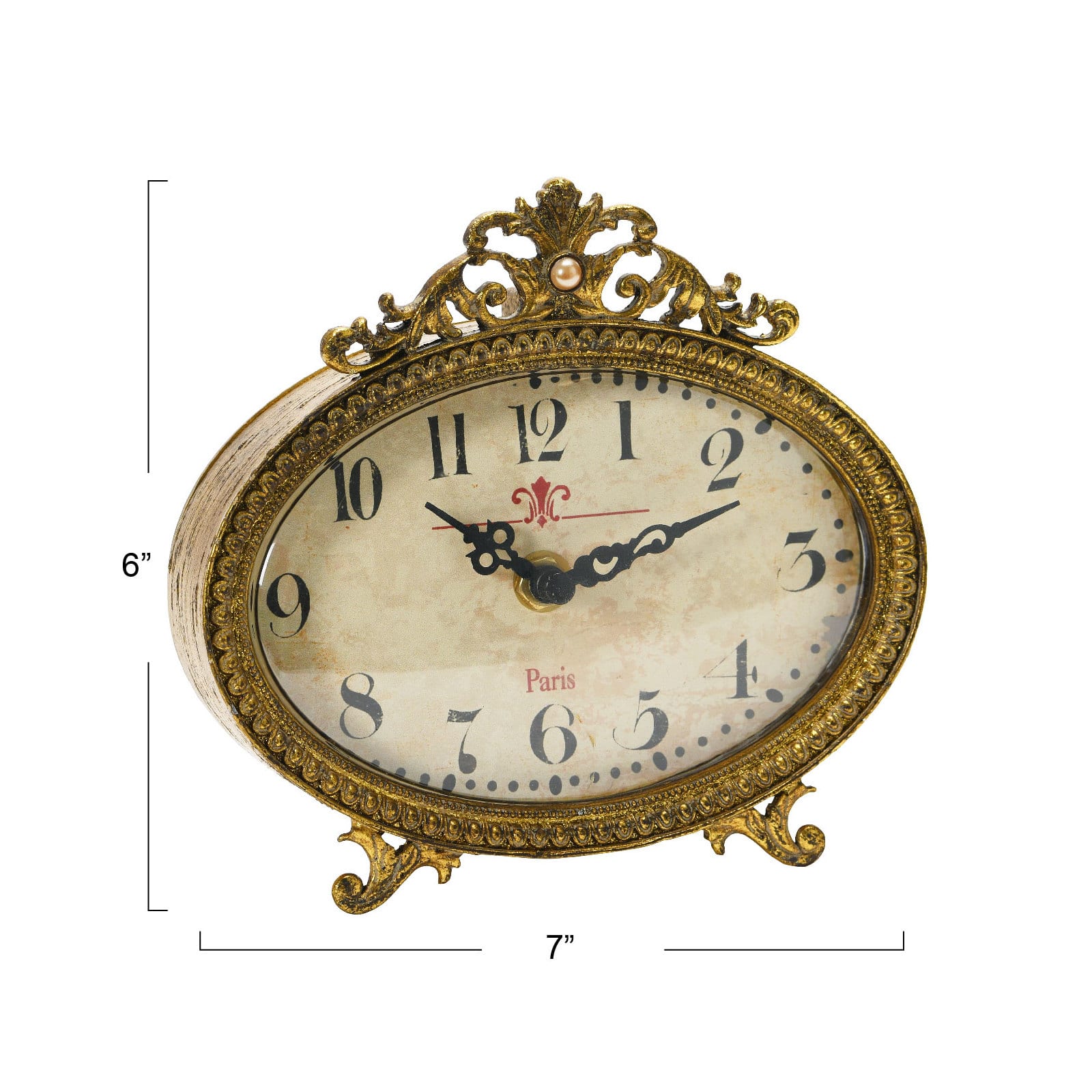 Hello Honey&#xAE; 6.5&#x22; Distressed Pewter Mantel Clock