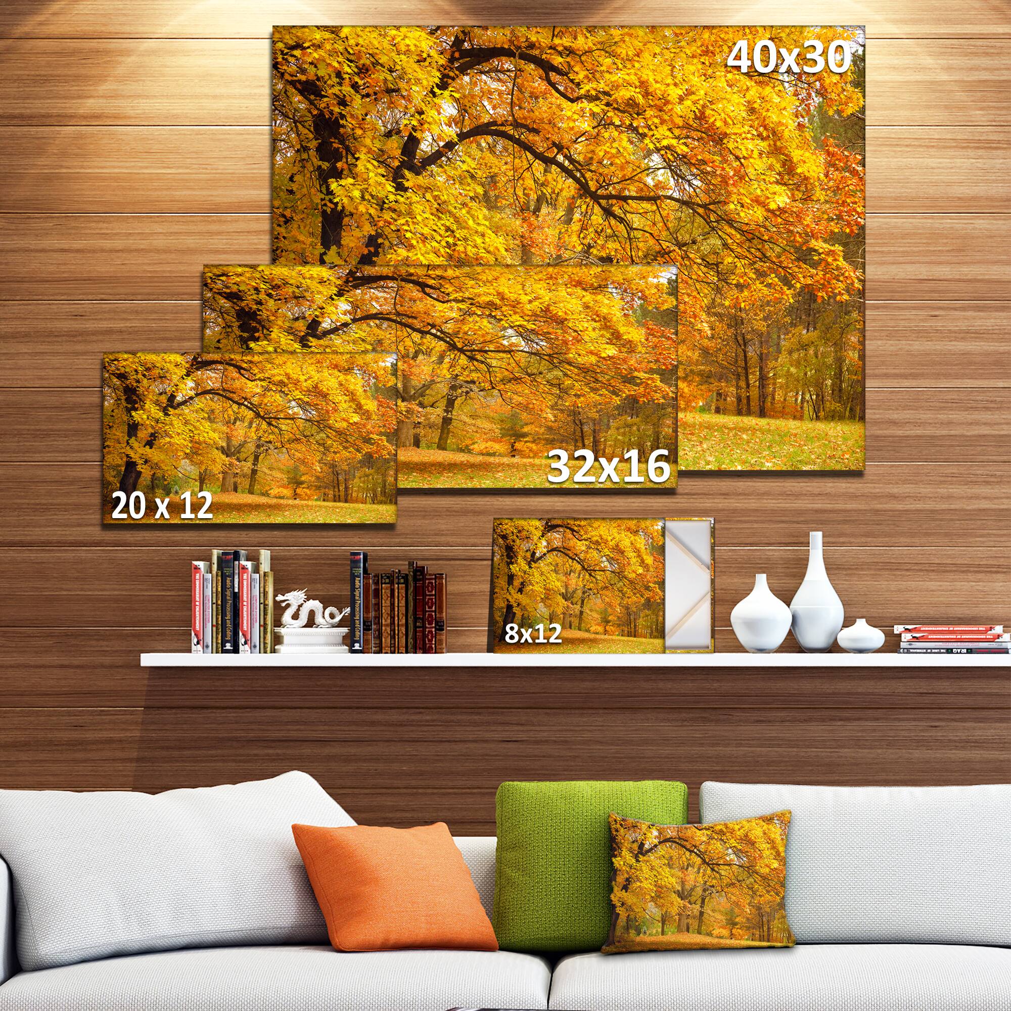 Designart - Golden Autumn Forest - Landscape Photography Canvas Print