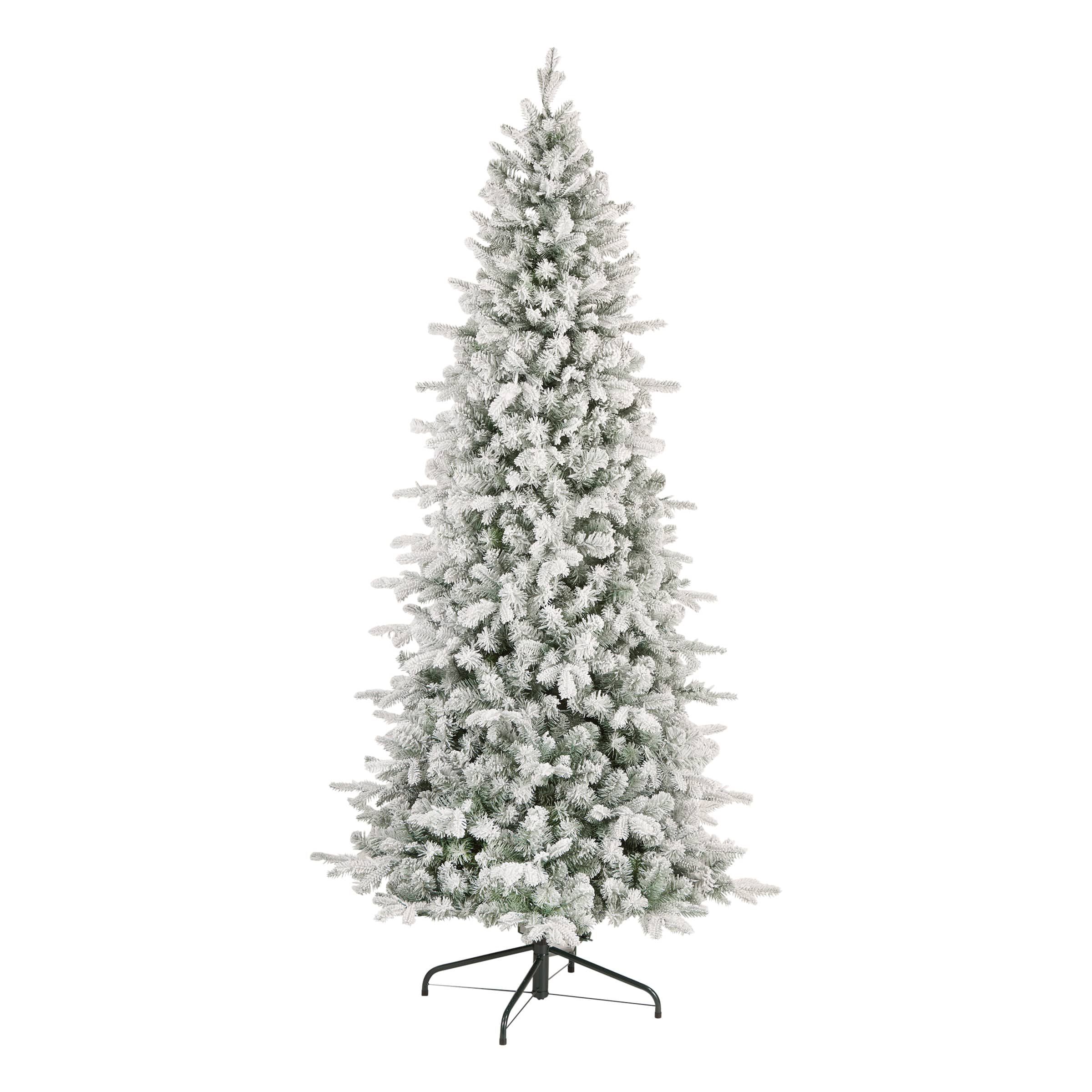 7.5ft. Pre-Lit Snowy Comet Slim Blue Artificial Christmas Tree, Cool White LED Lights