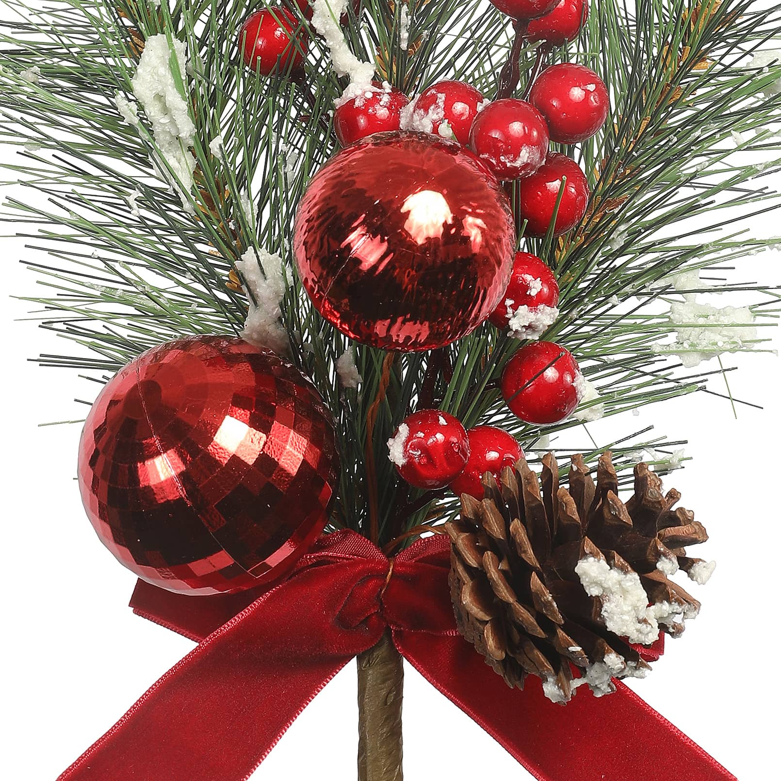 12&#x22; Red Berry, Ball Ornament &#x26; Pine Pick with Red Velvet Bow by Ashland&#xAE;