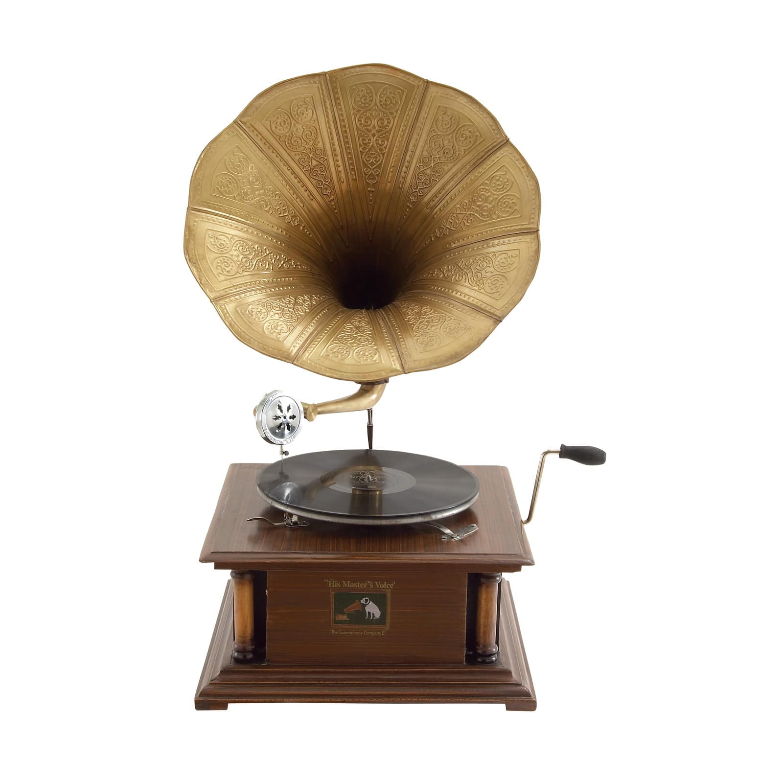 Brown Wood and Metal Vintage Gramophone, 28&#x22; x 18&#x22; x 16&#x22;