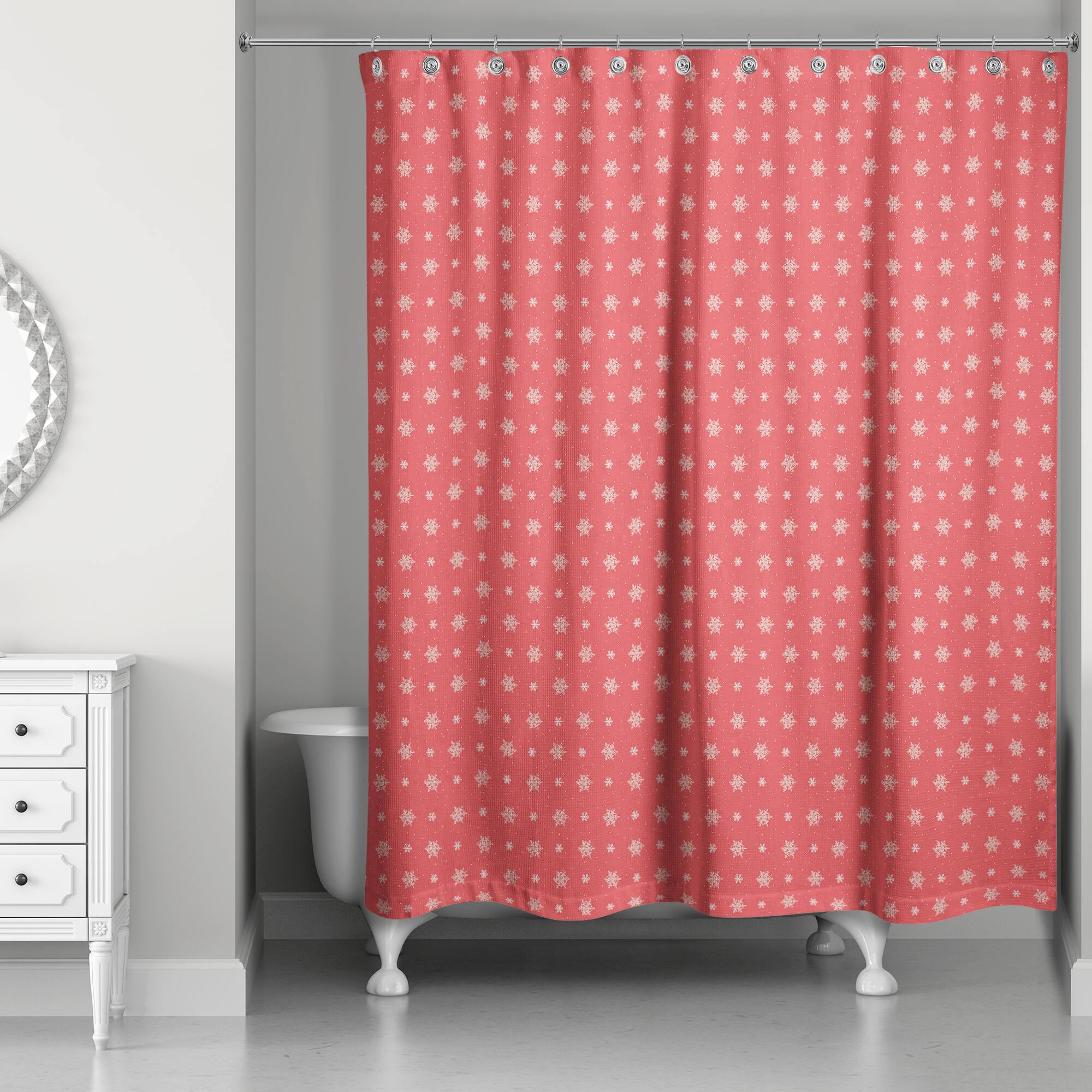 Red Snowflake Pattern Shower Curtain