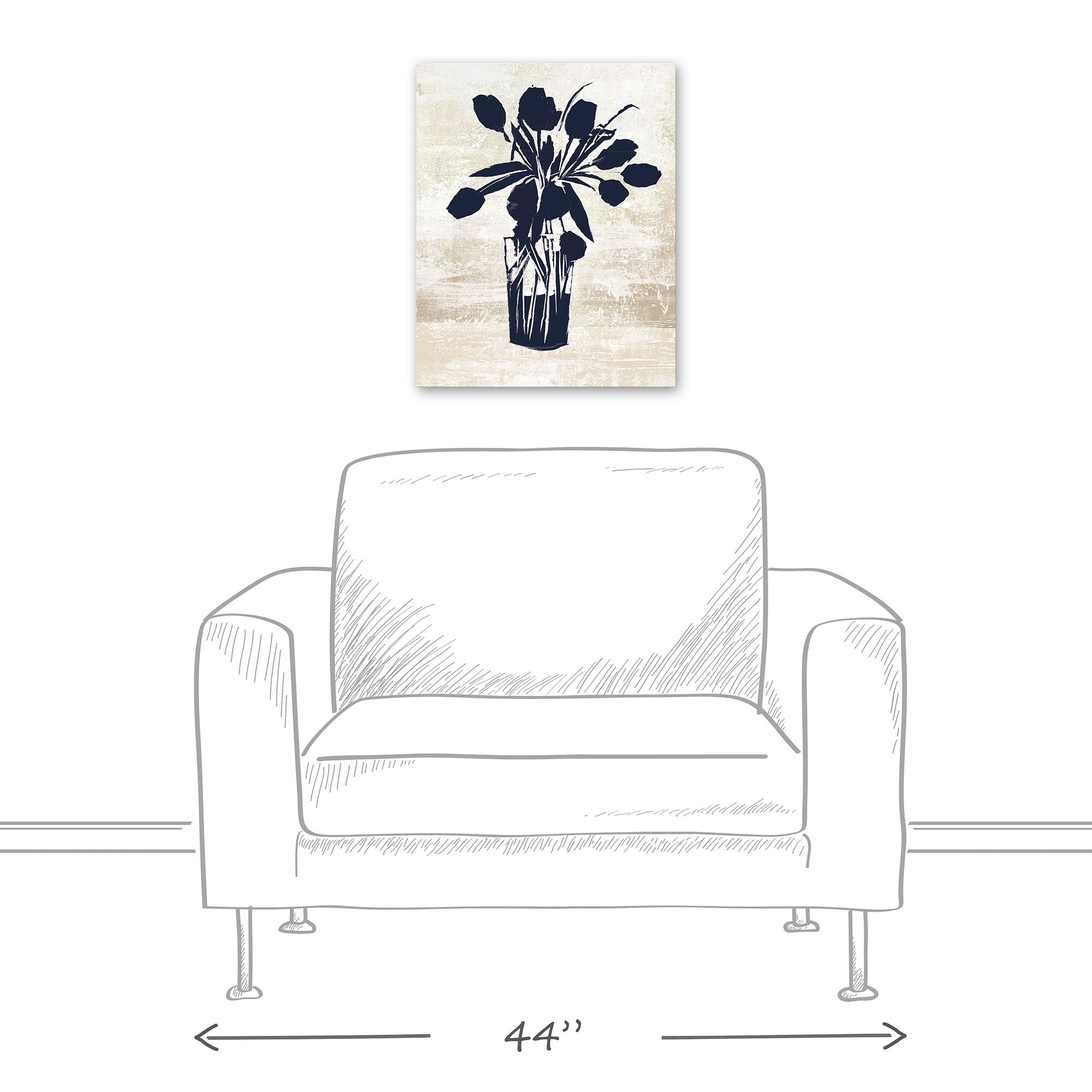 Navy Flower Vase 16&#x22; x 20&#x22; Canvas Wall Art