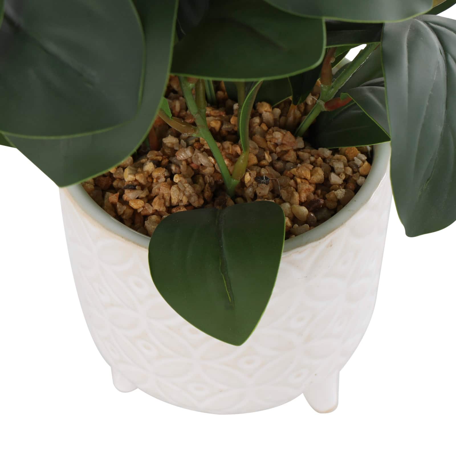 14" Faux Foliage Artificial Plant in White Pot