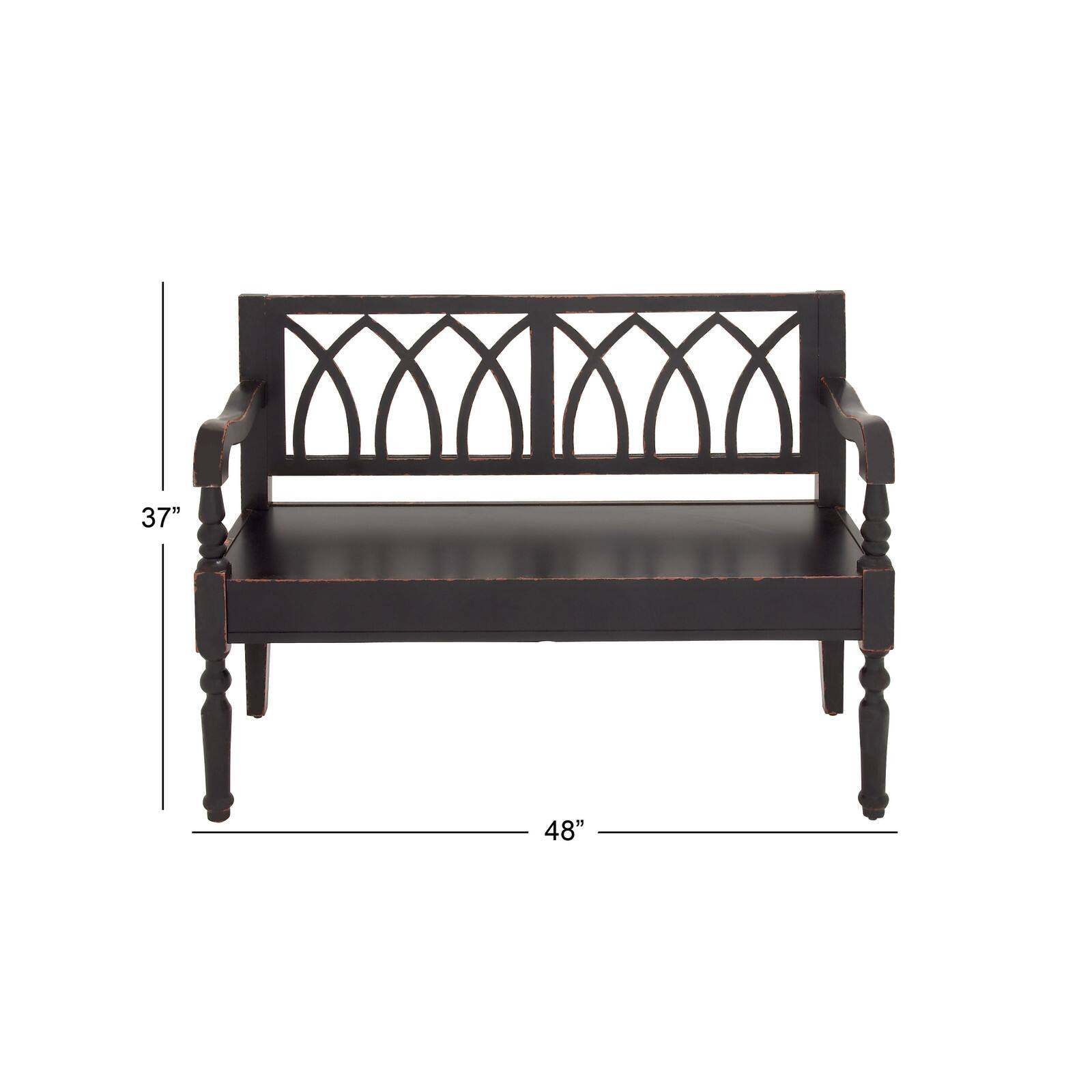 Dark Mahogany Wooden Farmhouse Indoor Bench