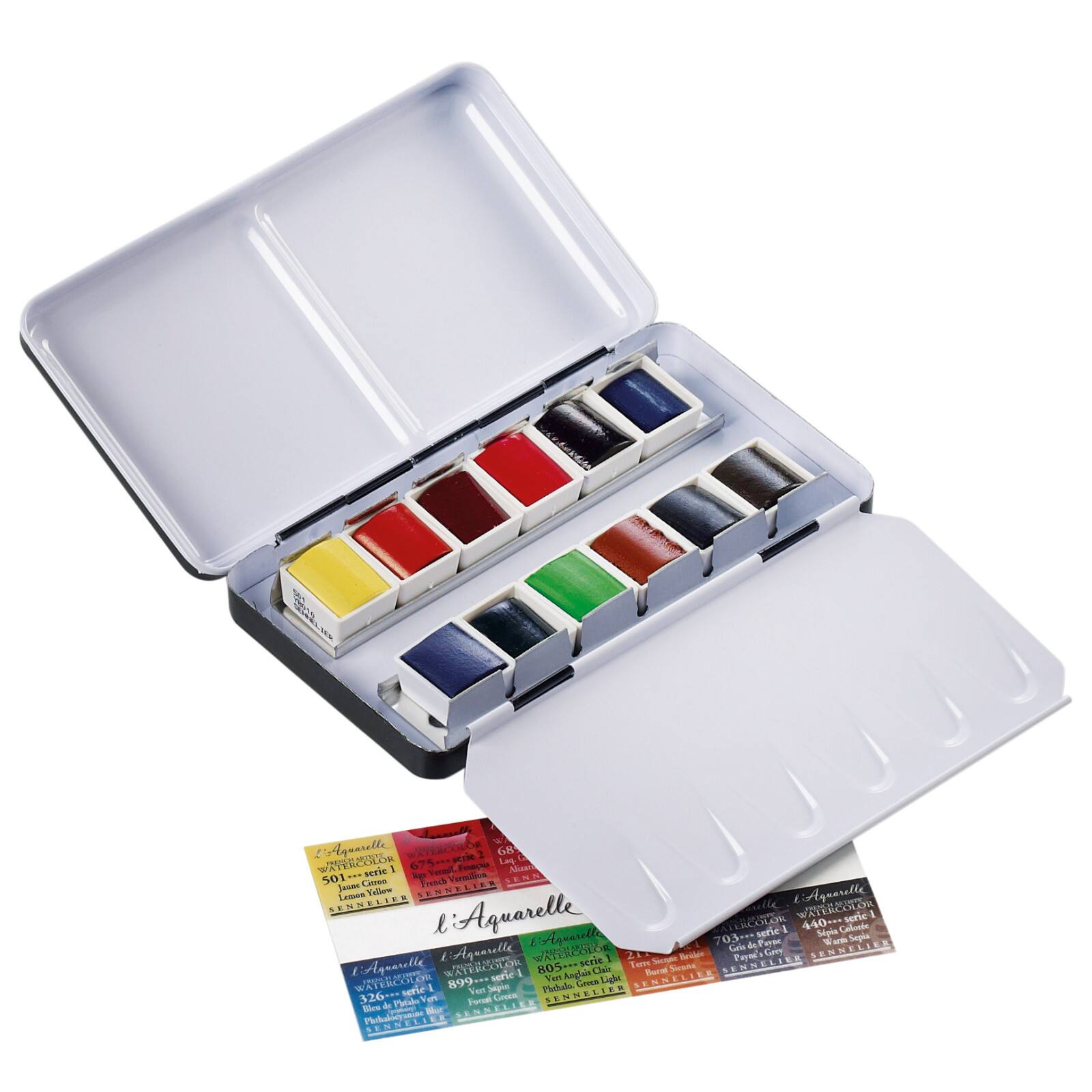 Sennelier Artists Watercolor Pocket Metal Set of 12 Half Pan