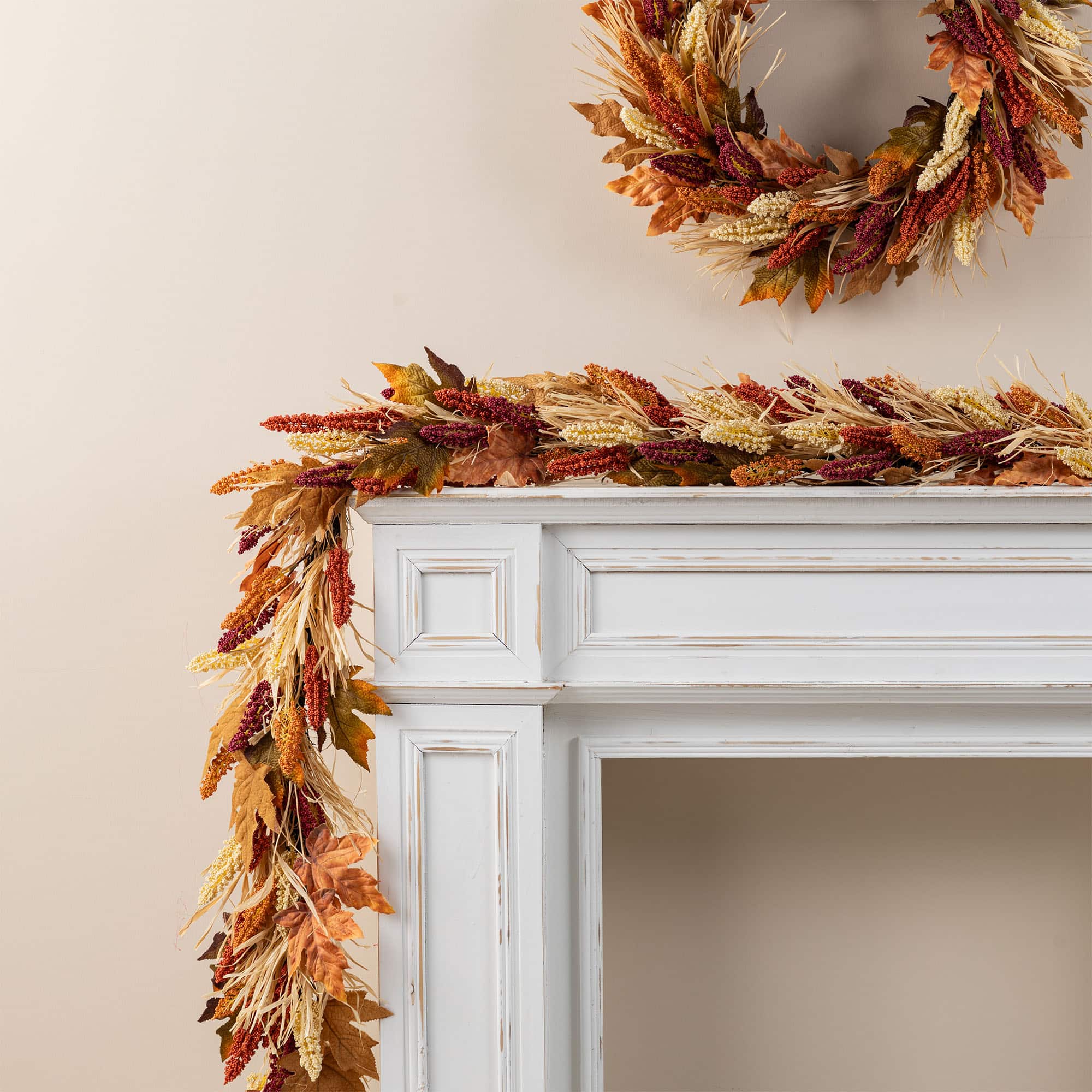 Glitzhome&#xAE; 72&#x22; Fall Multi-Colored Sorghum Garland