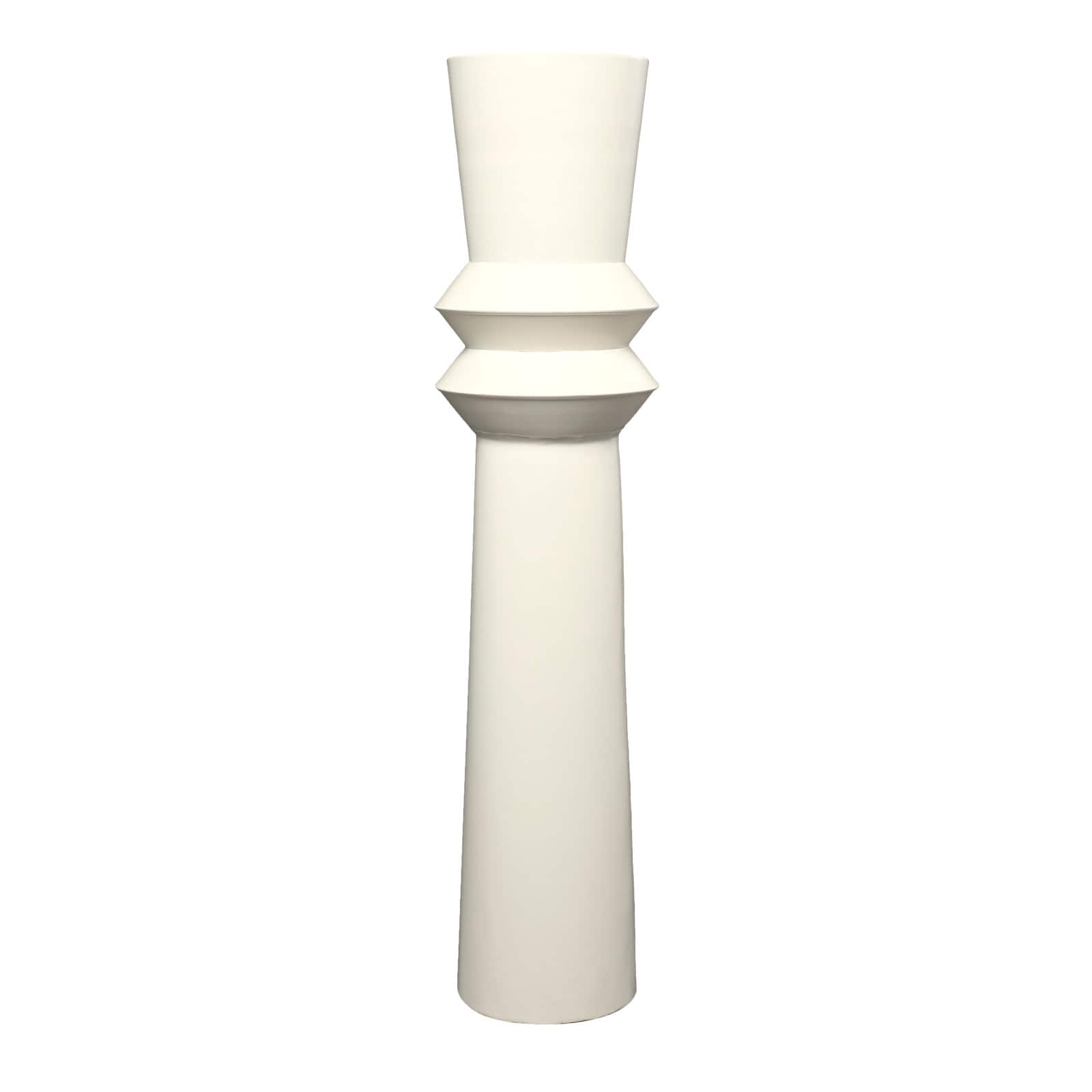 The Novogratz 3ft. Cream Metal Tall Art Deco Fluted Floor Vase