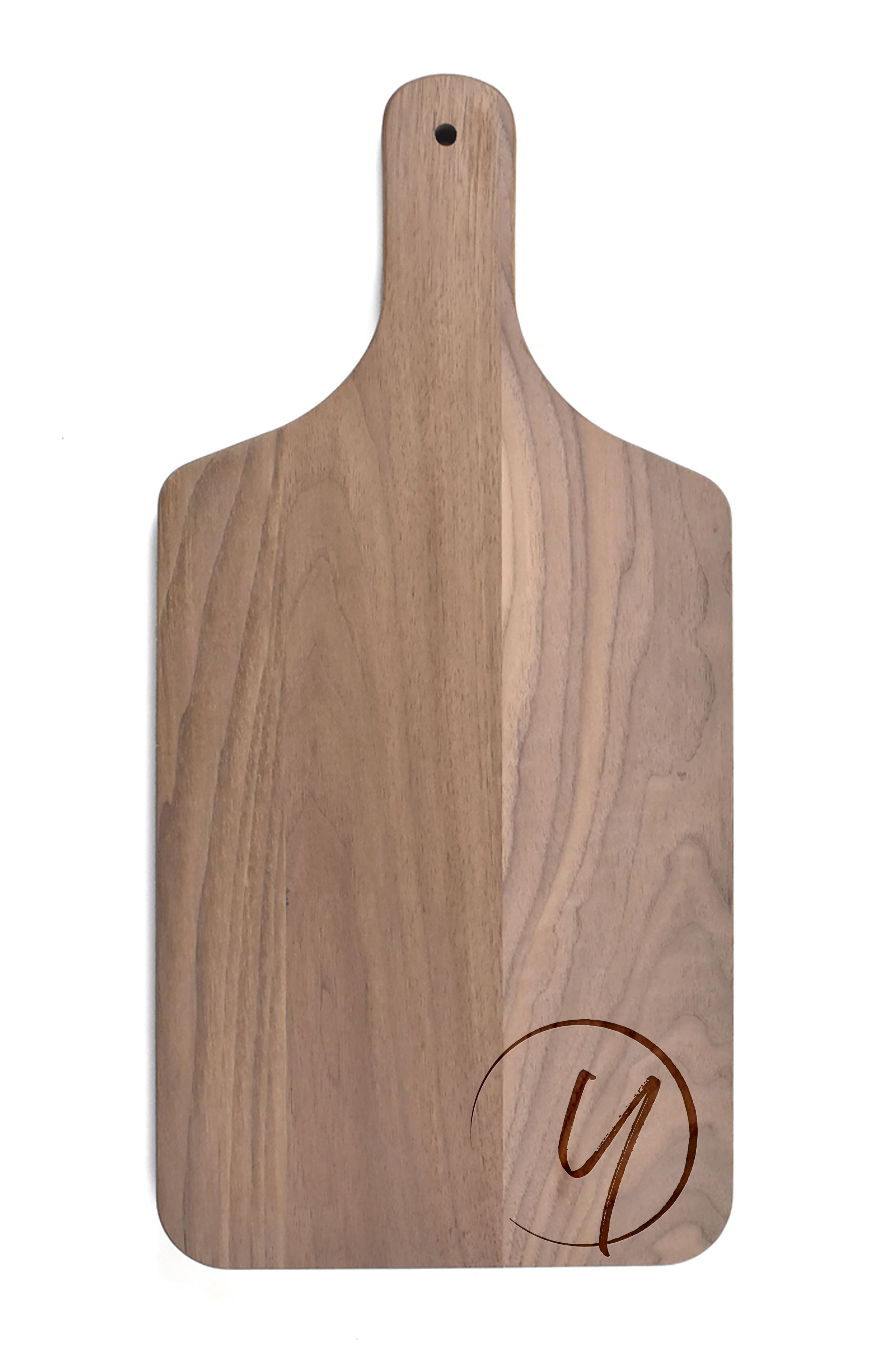 Circle Monogram Walnut Paddle Cutting Board