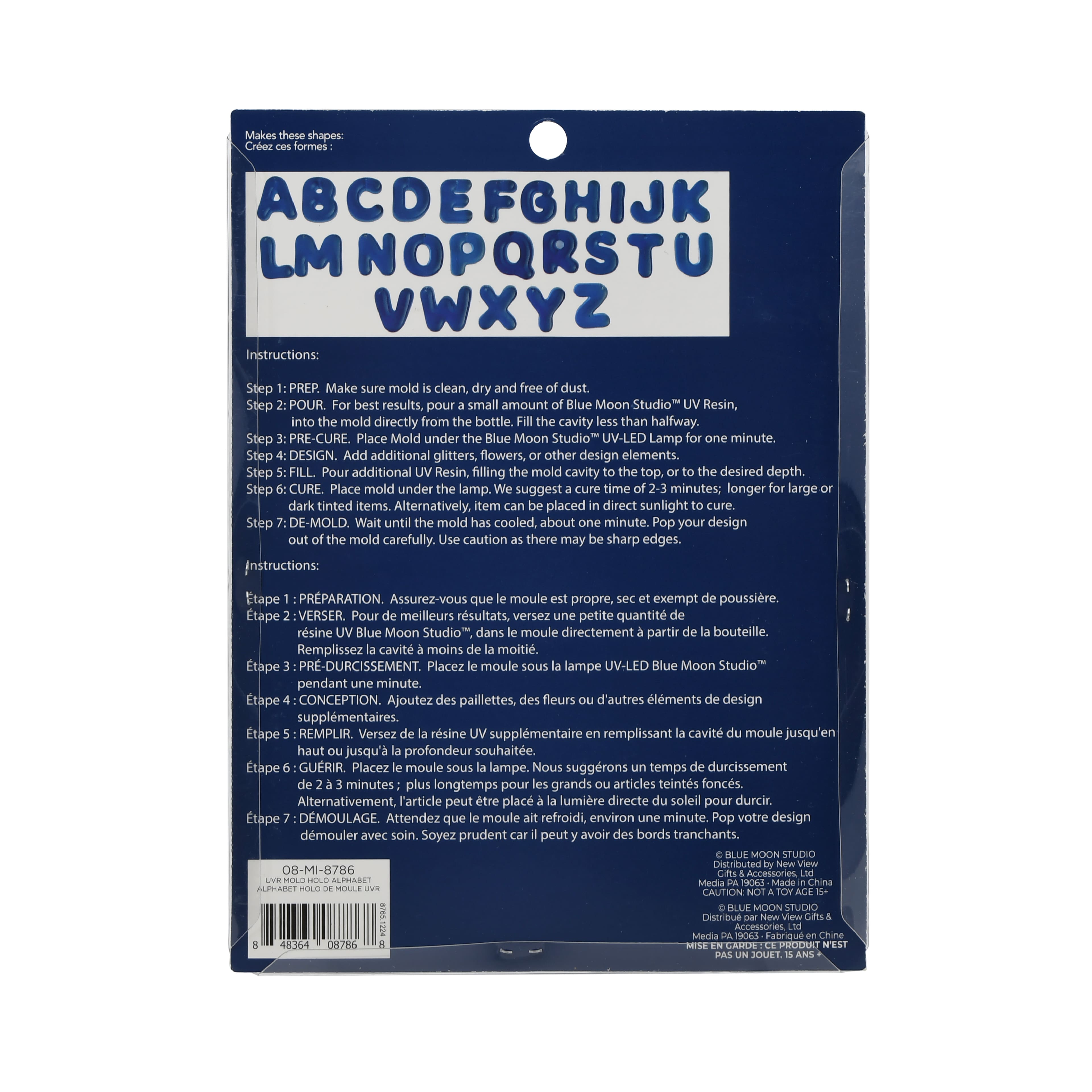 Blue Moon Studio&#x2122; UV Resin Craft Holographic Alphabet Mold