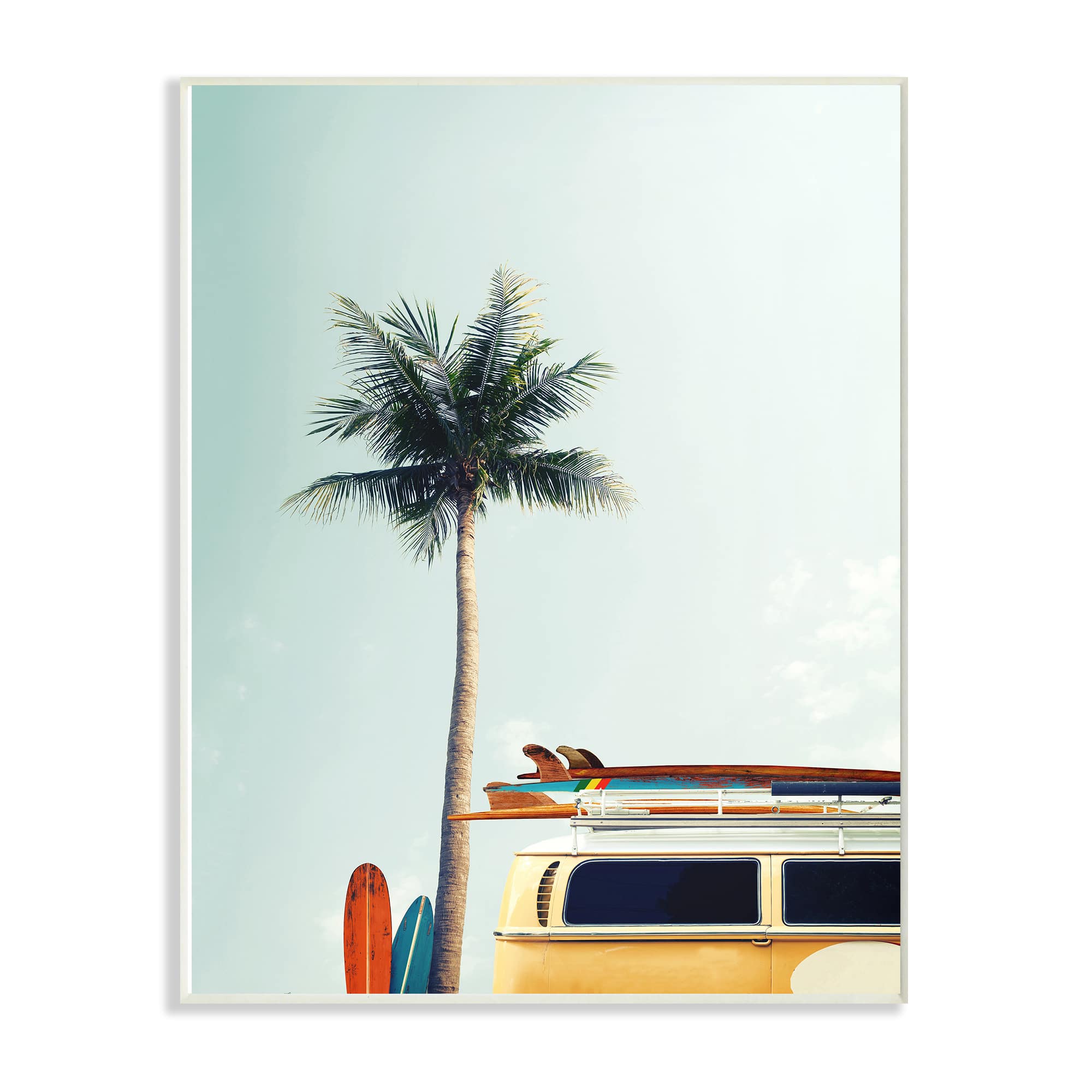 Stupell Industries Surf Bus Yellow With Palm Tree Photography, 10" x 15"