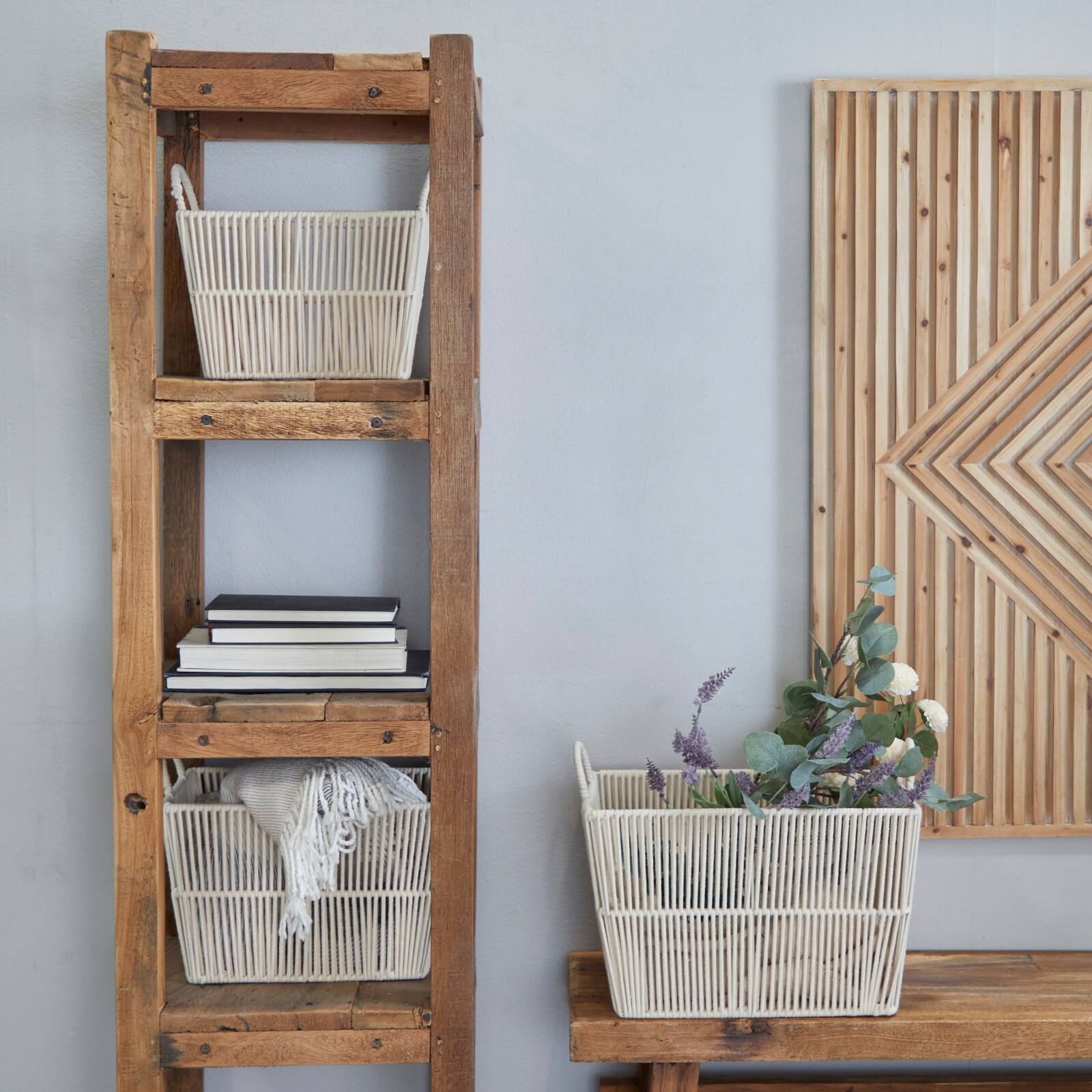 Cotton Handmade Storage Basket with Handles Set of 3 12", 11