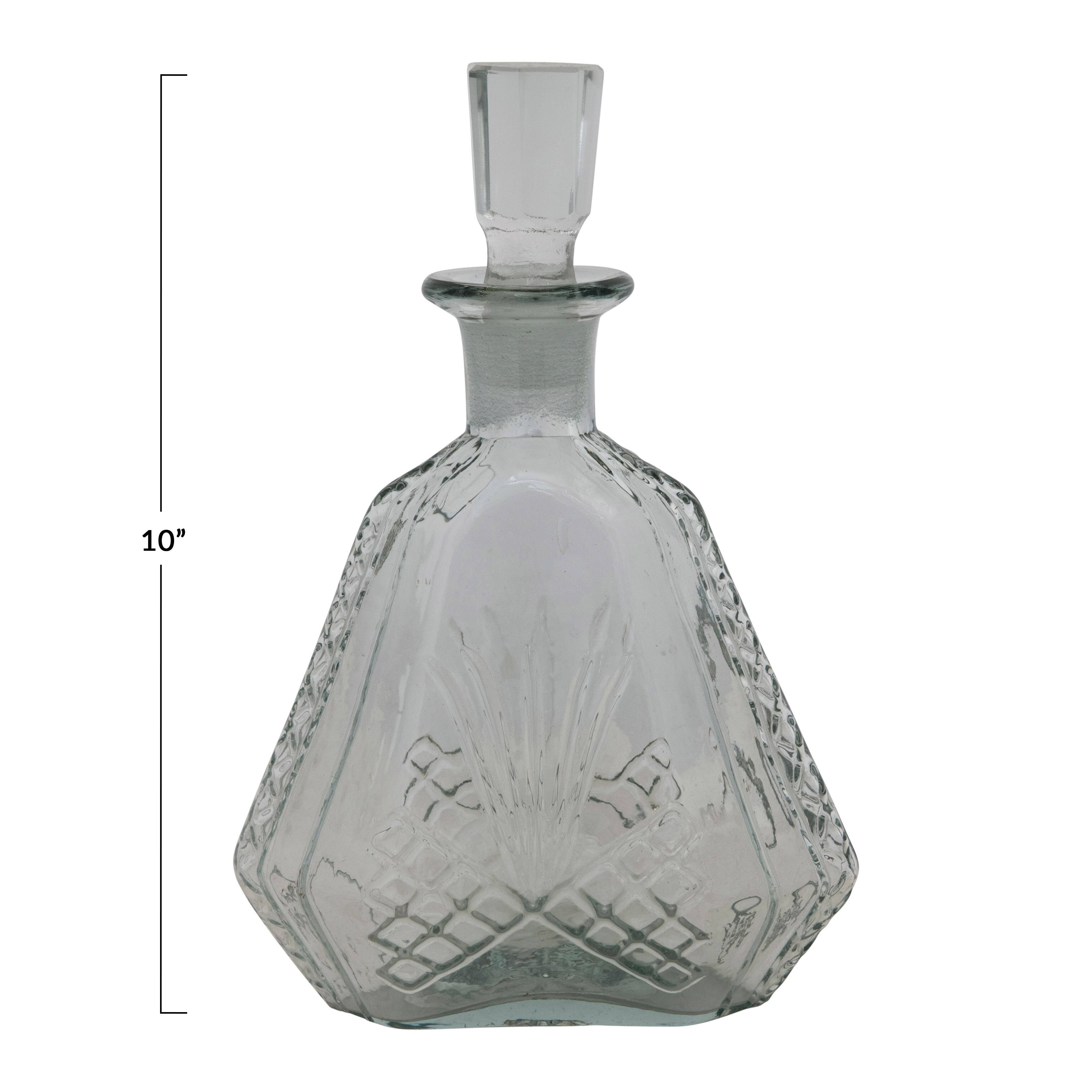 10&#x22; clear Etched Glass Decanter