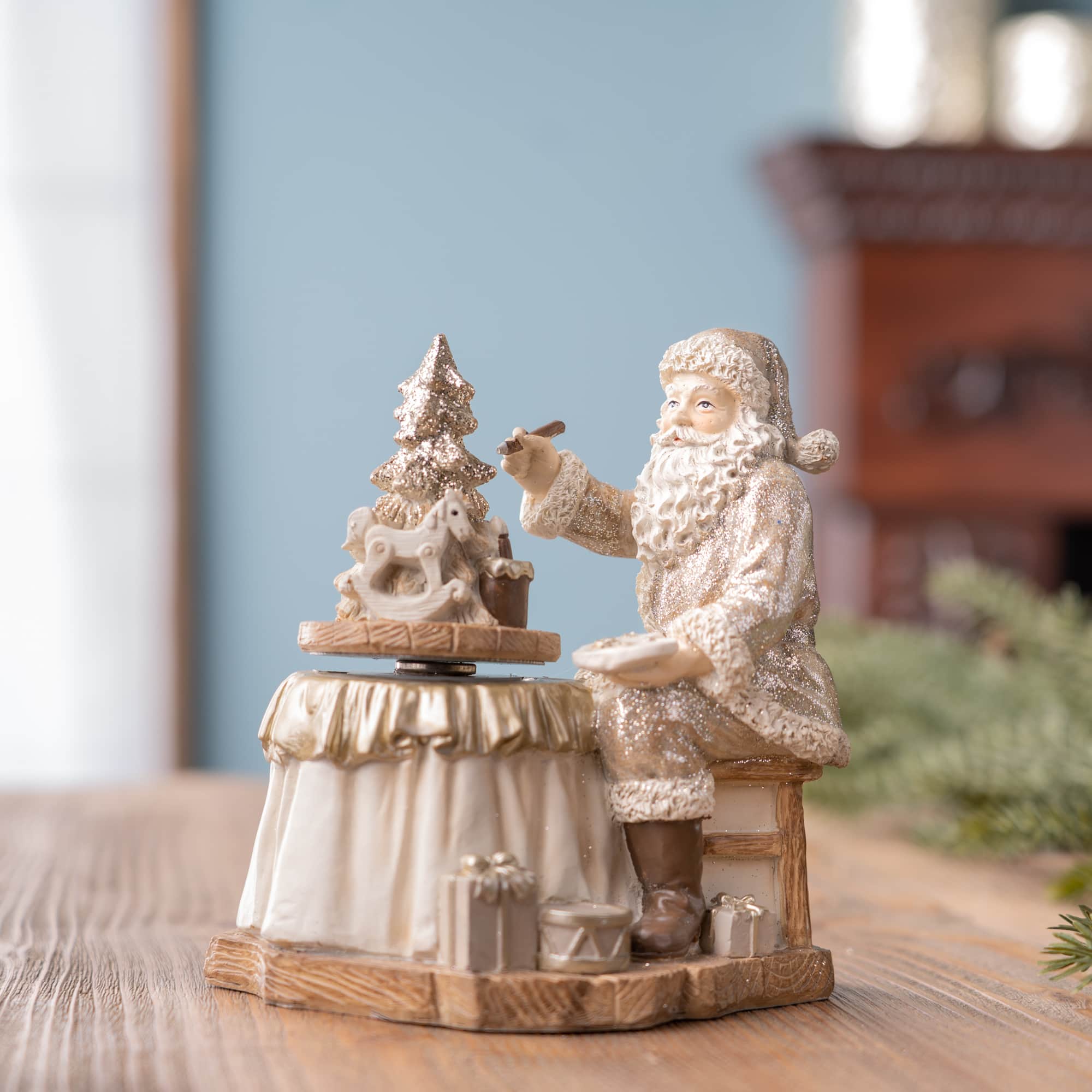6.5" Santa with Spinning Christmas Tree Set