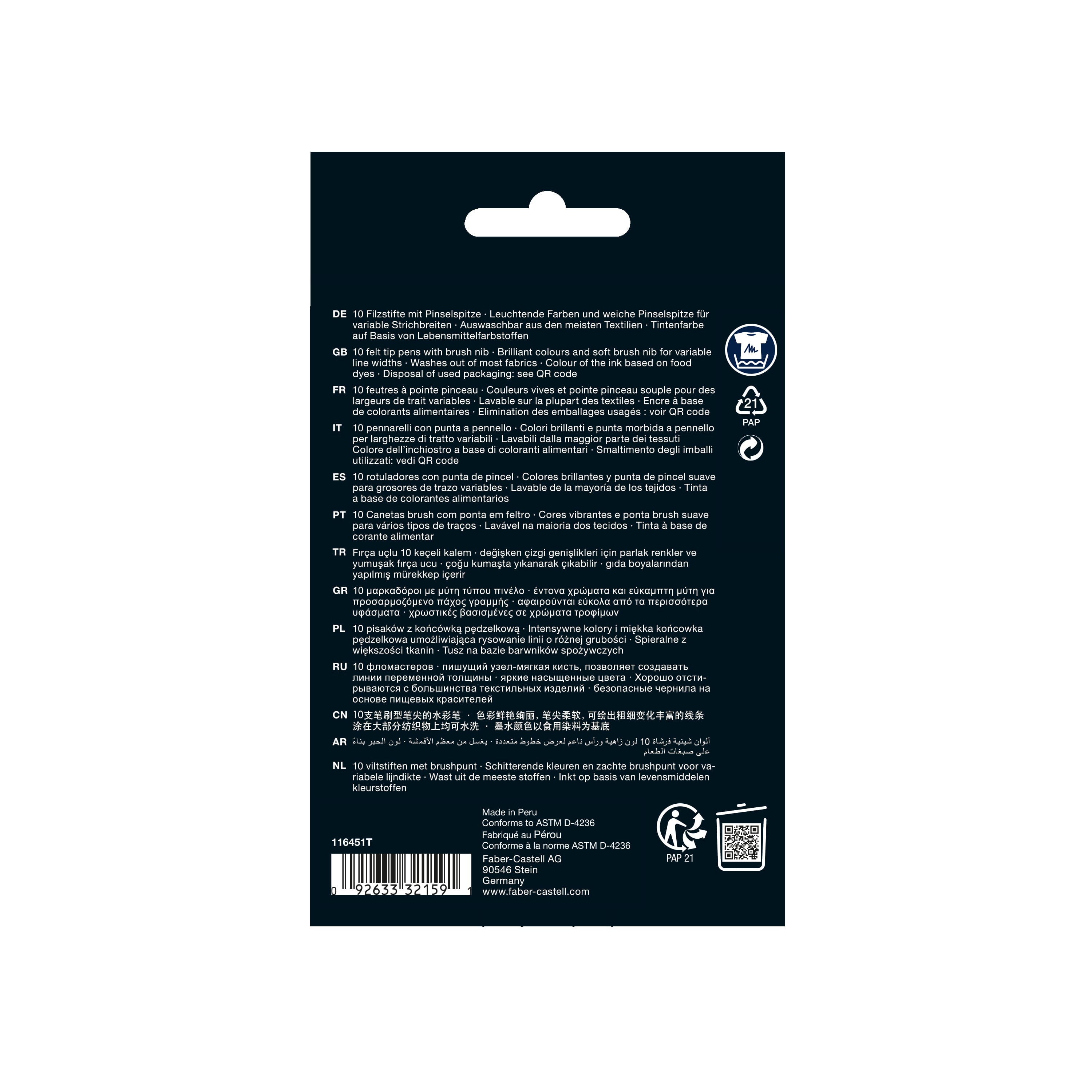 Faber-Castell® 10 Colour Black Edition Felt Tip Brush Pens