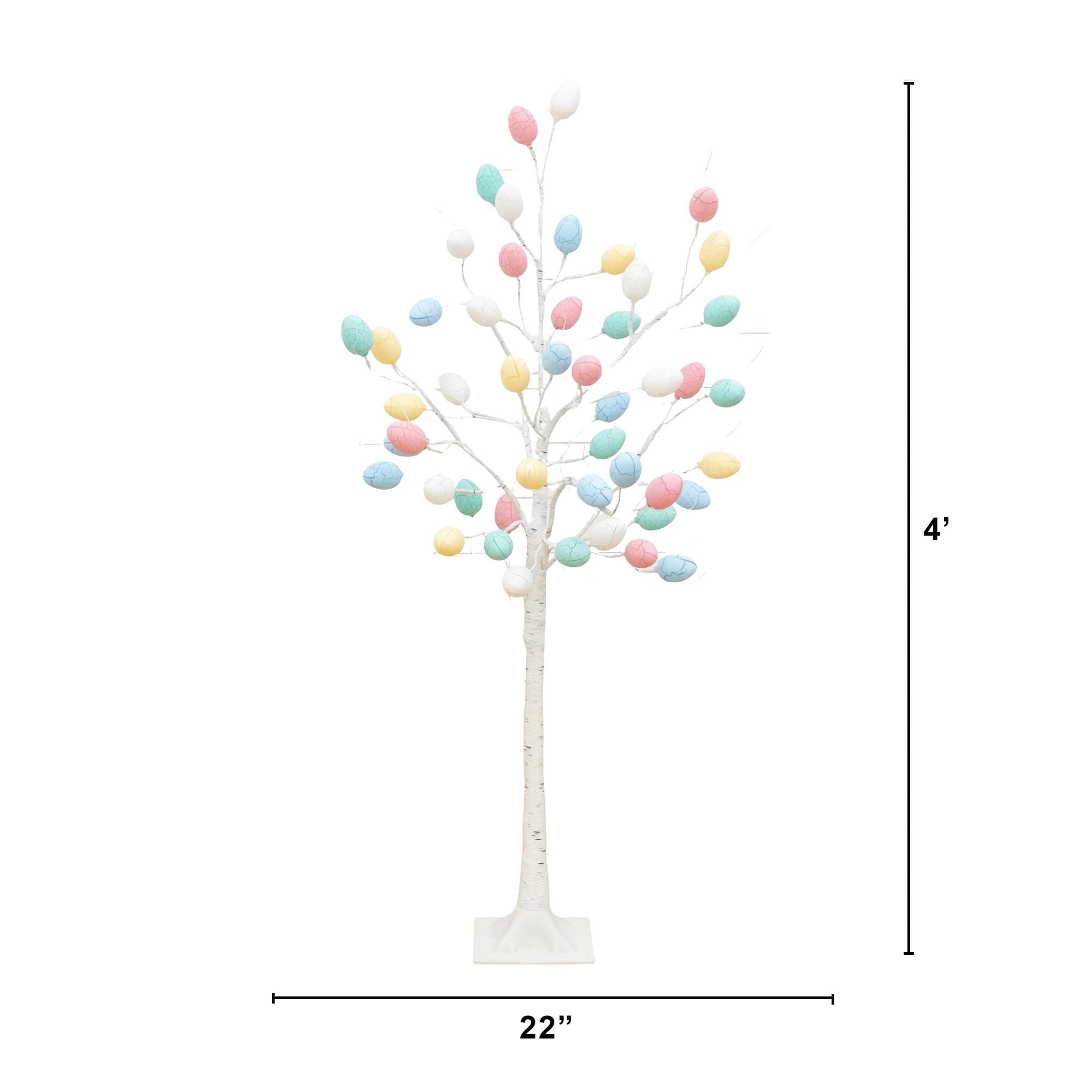4ft. Pre-Lit Artificial Easter Twig Tree with 48 Egg Shaped LED Ornaments