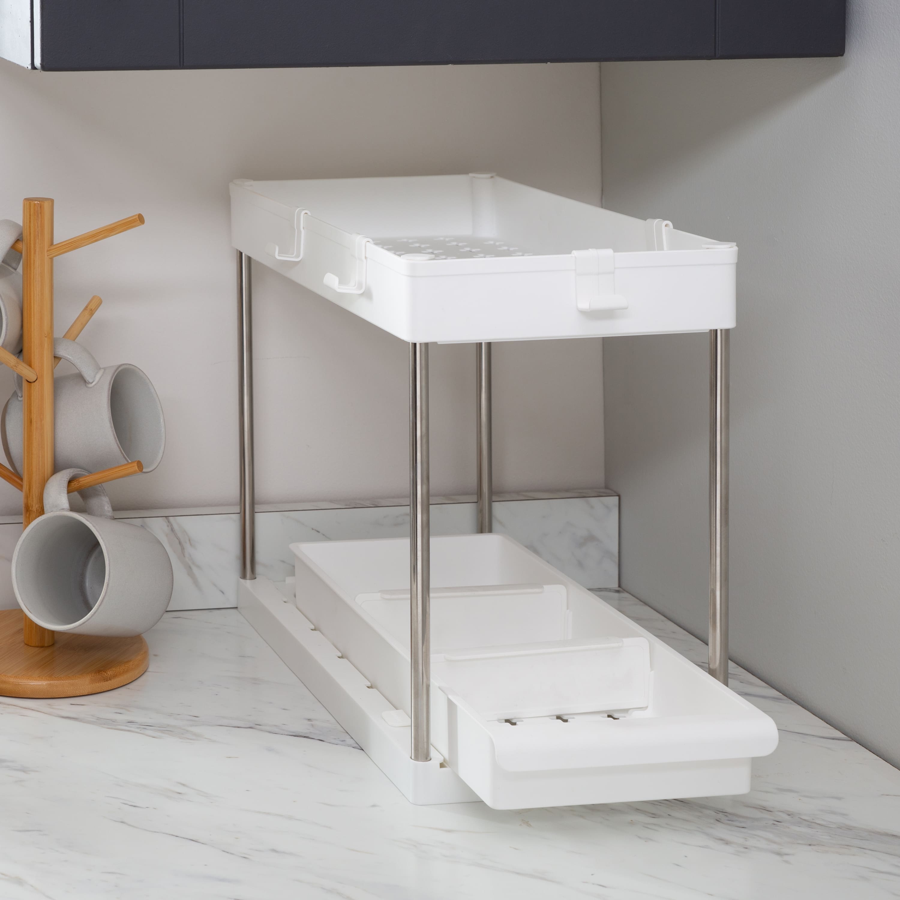 Simplify 2-Tier Storage Shelf with Drawer