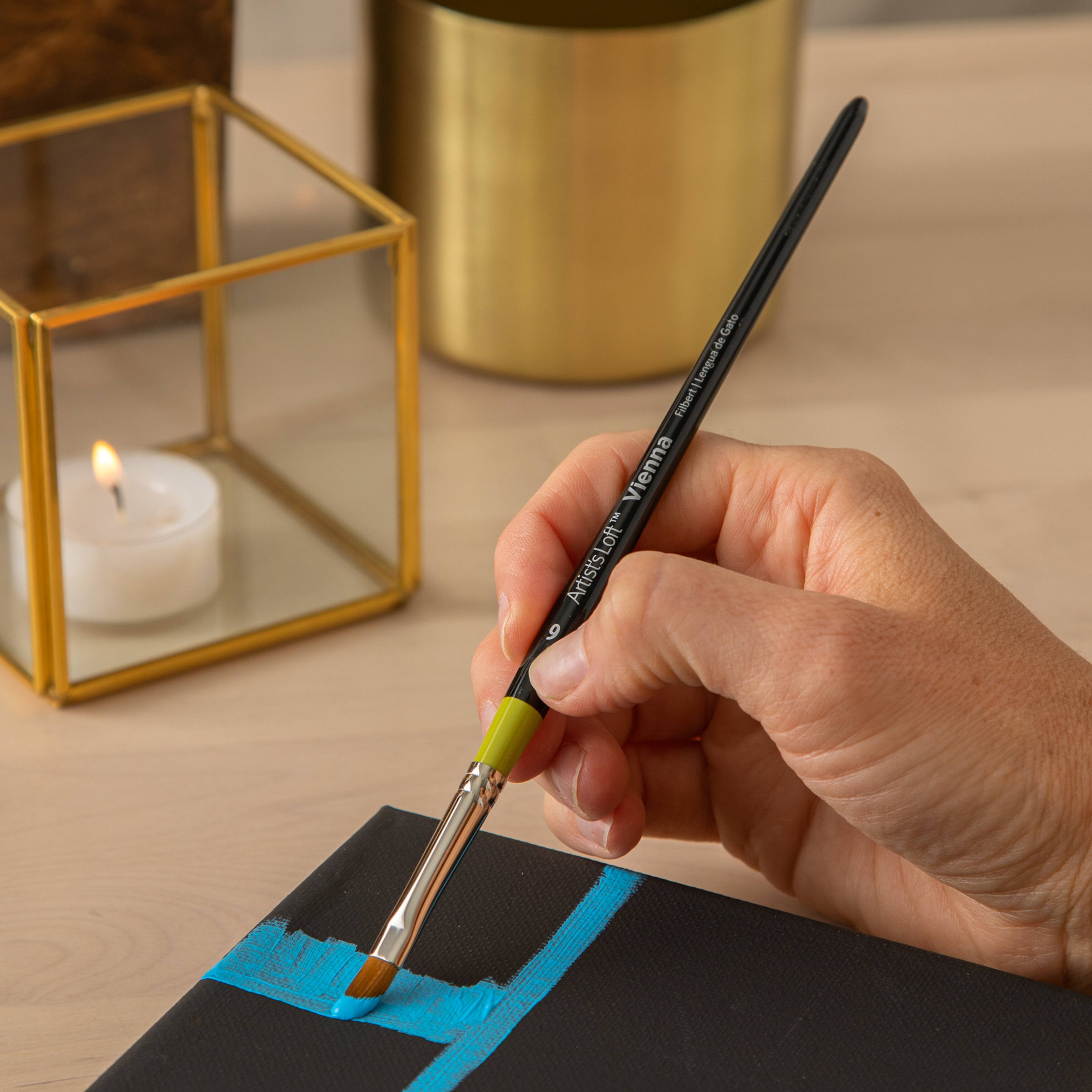 12 Pack: Vienna Golden Taklon Short Handle Filbert Brush by Artist's Loft™