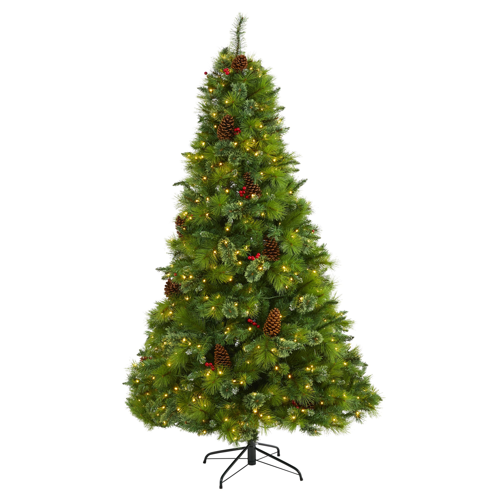 7ft. Pre-Lit Montana Mixed Pine, Pinecones & Berries Artificial Christmas Tree with Clear LED Lights