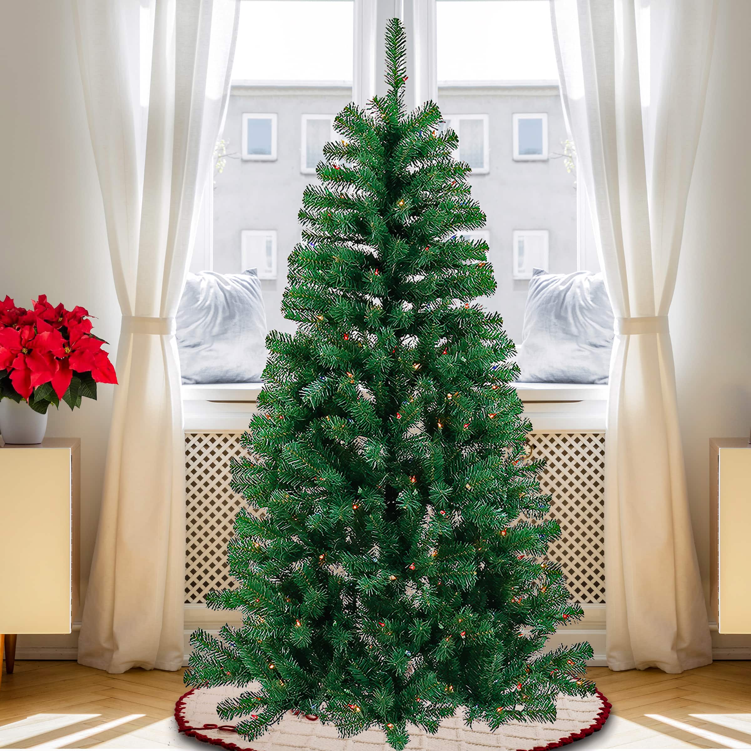6ft. Pre-Lit Acacia Artificial Christmas Tree, Multicolor Lights