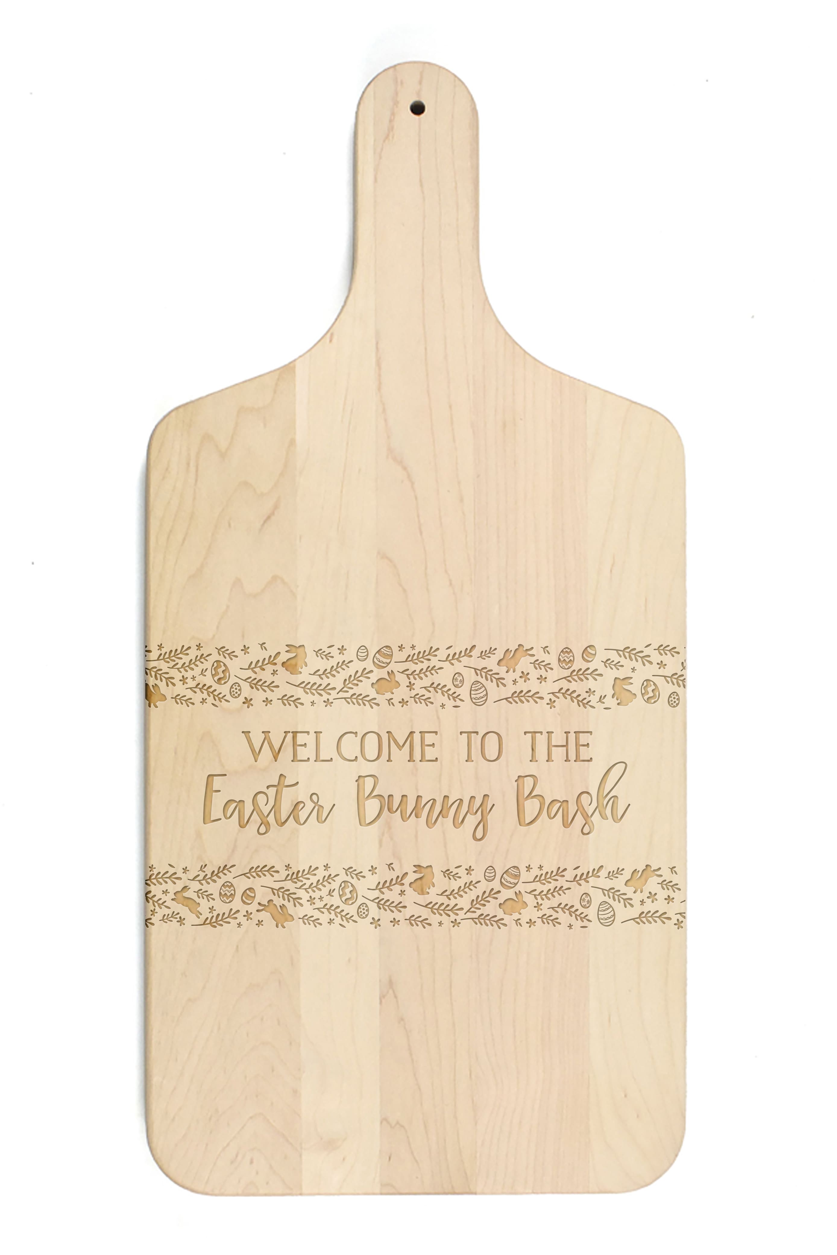 Easter Bunny Bash 8" x 17" Maple Paddle Cutting Board