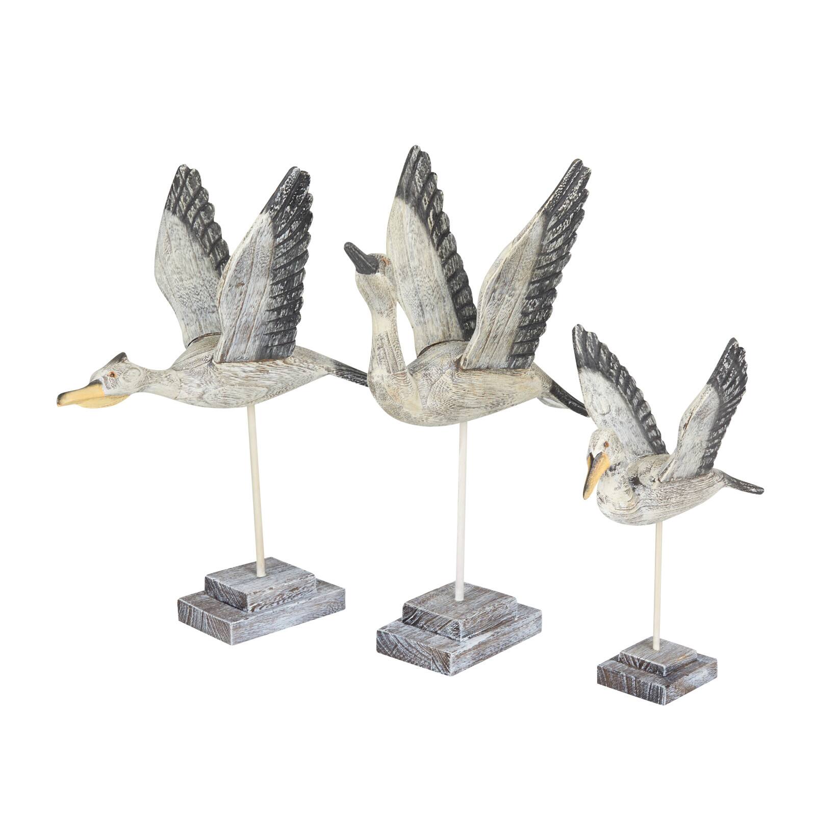 Set of 3 Grey Pine Coastal Sculpture, 14" x 14" x 11"