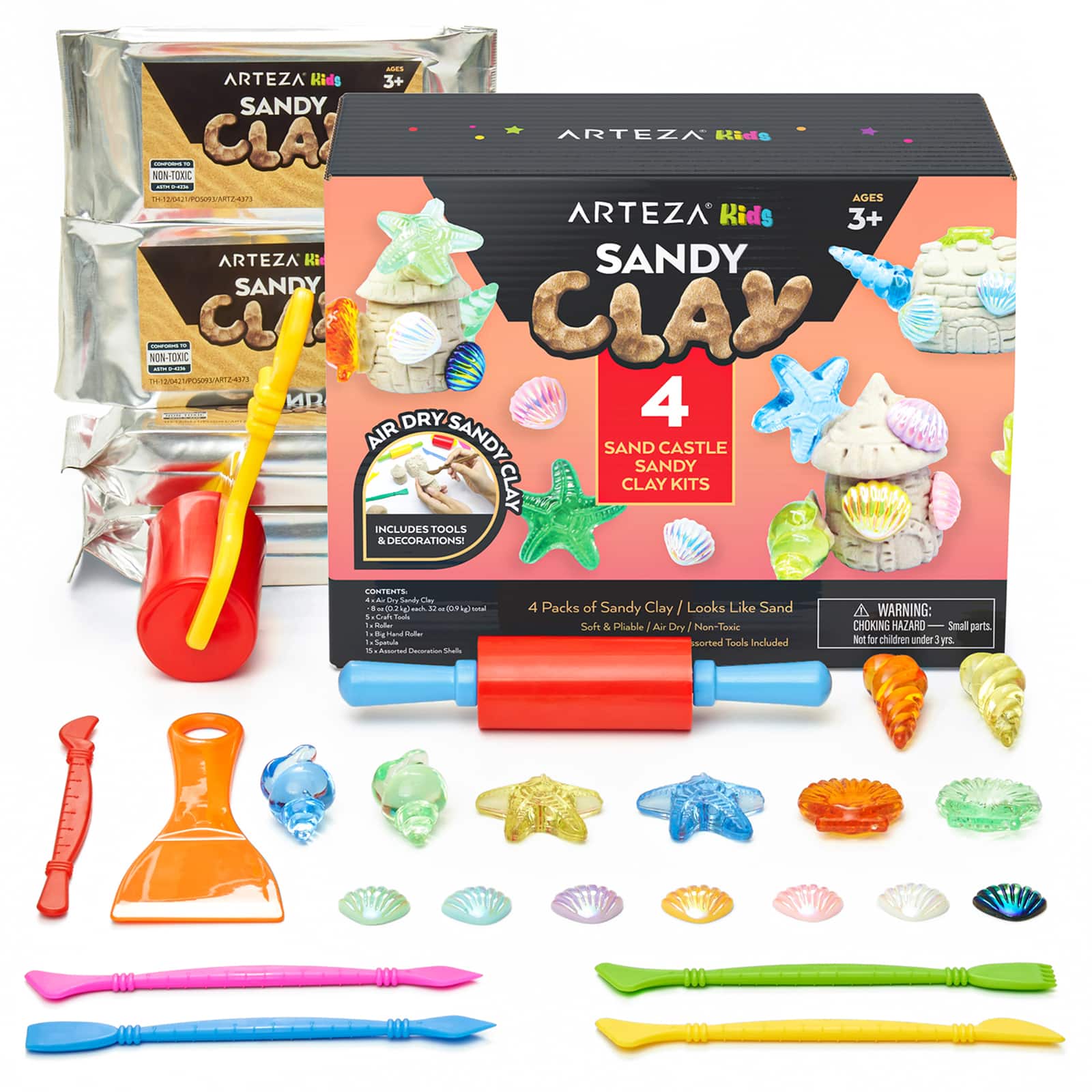 Arteza&#xAE; Kids Sandy Clay Sand Castle Kit, 27 pcs