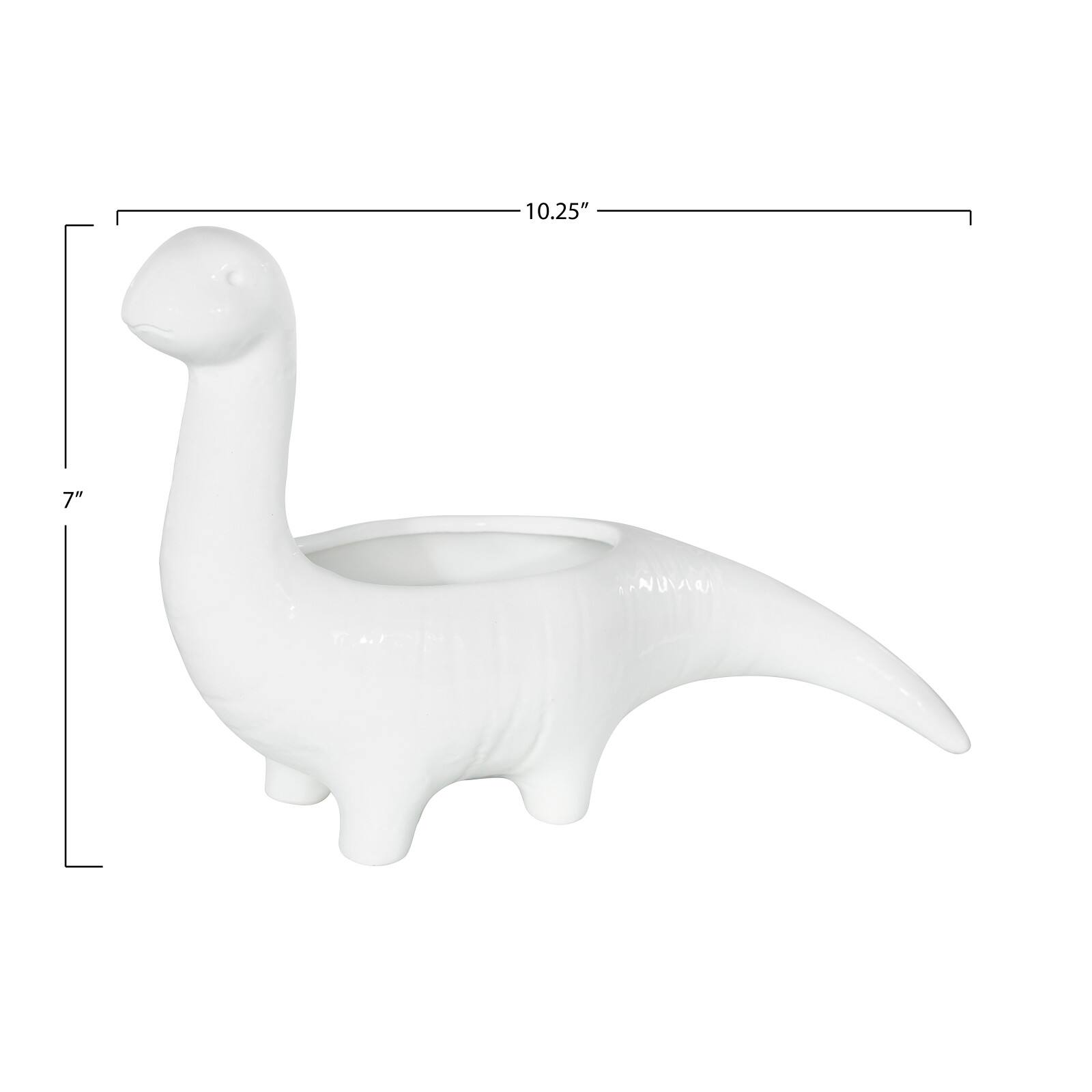 Hello Honey® 10" White Dinosaur Shaped Stoneware Planter