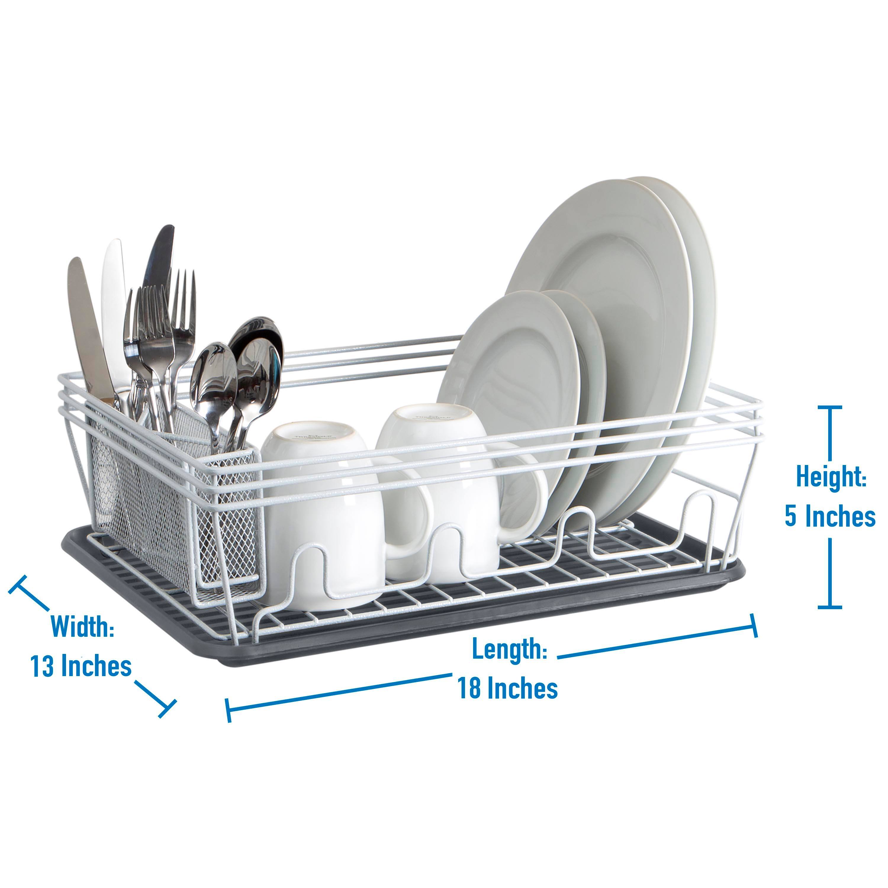 Laura Ashley White Speckled Dish Rack Set