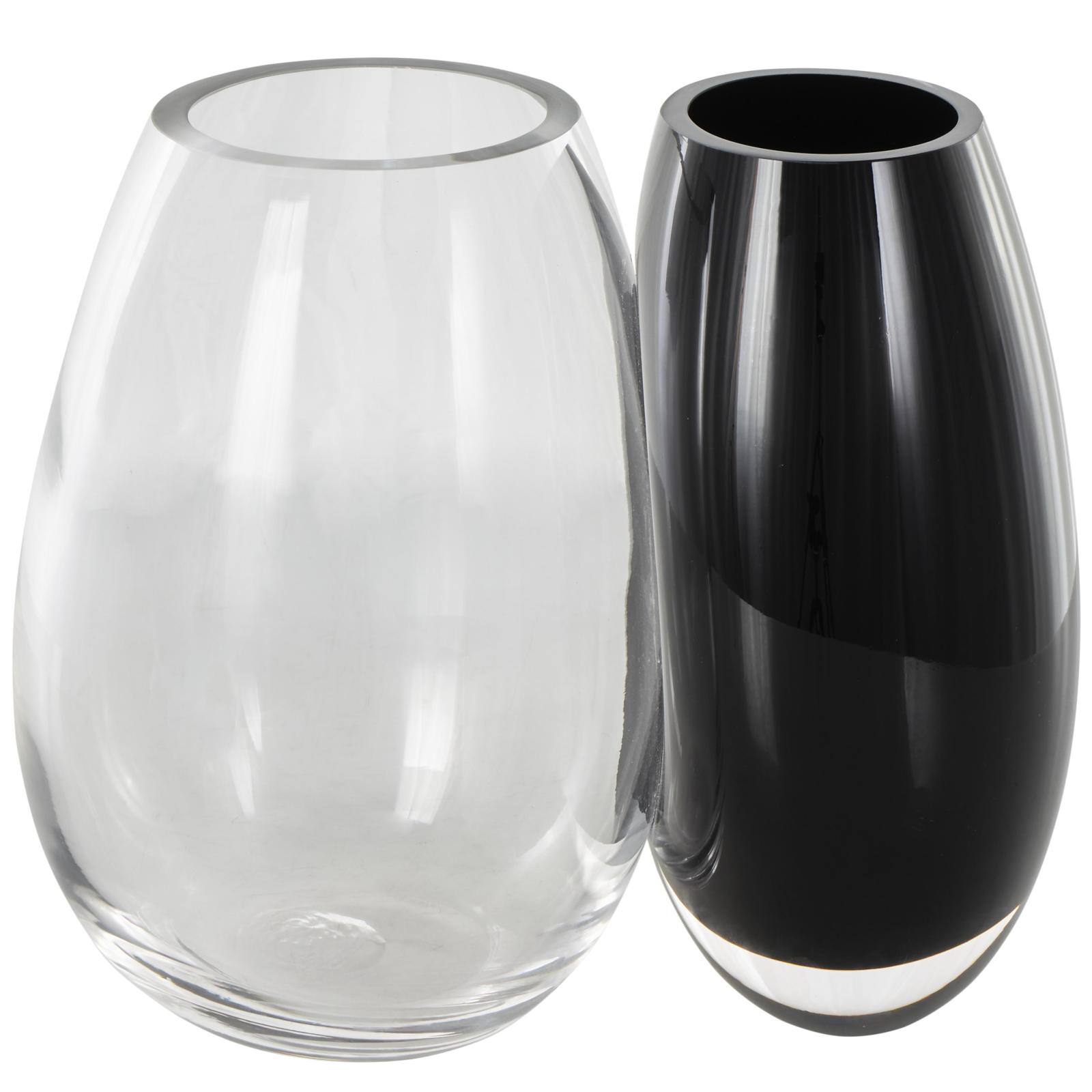 Black & Clear Abstract 2 Opening Recycled Glass Vase