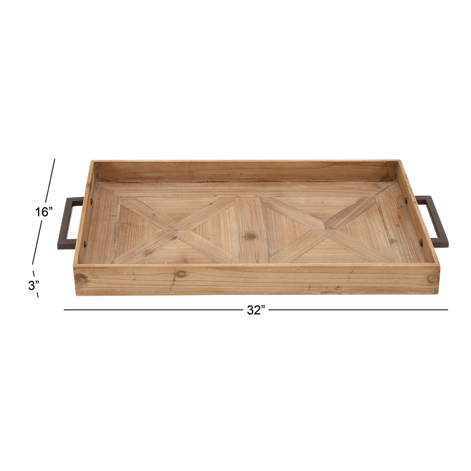 Natural Brown Wood Contemporary Tray