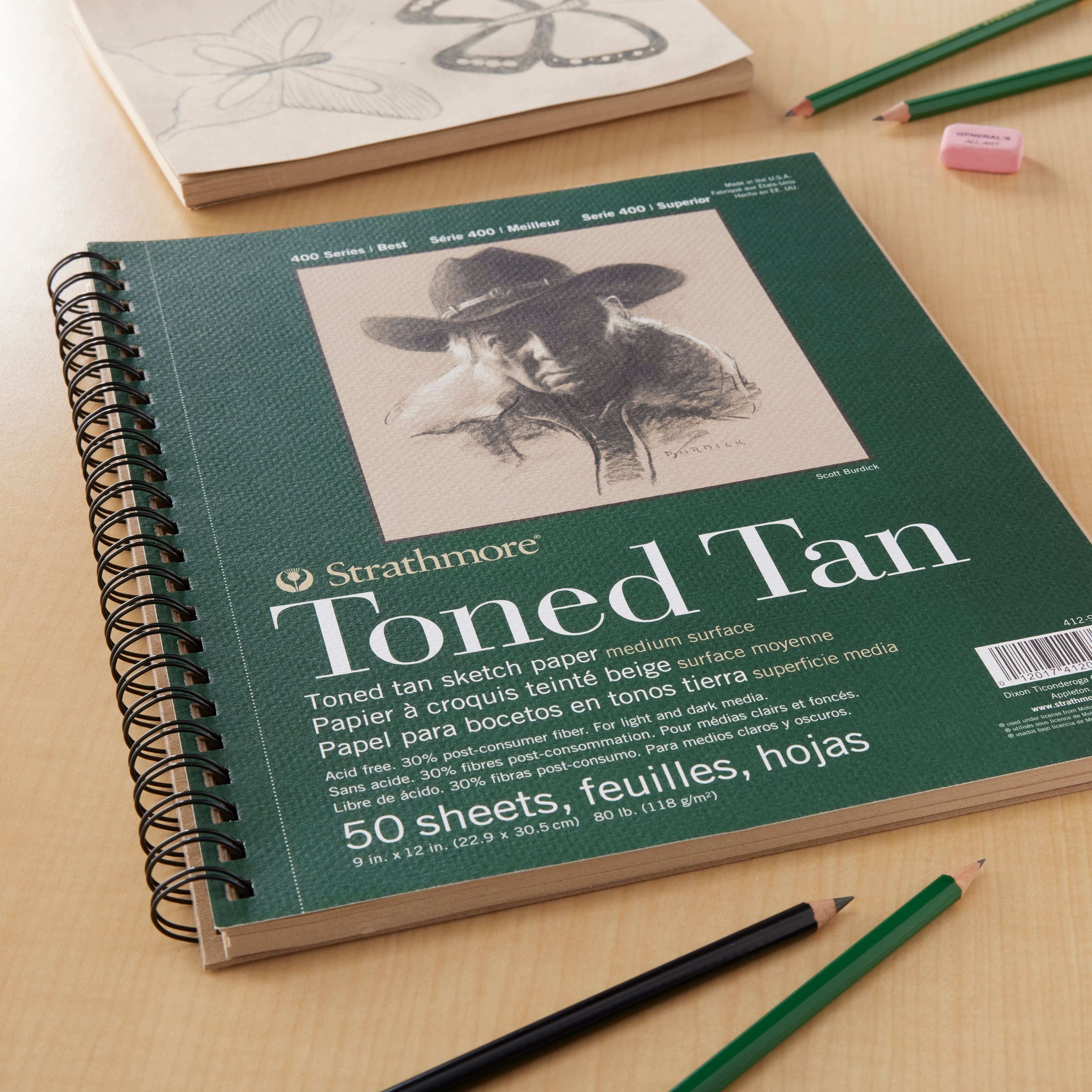 Strathmore Tan Drawing 400 Series, Toned Sketch Pad,Toned Gray