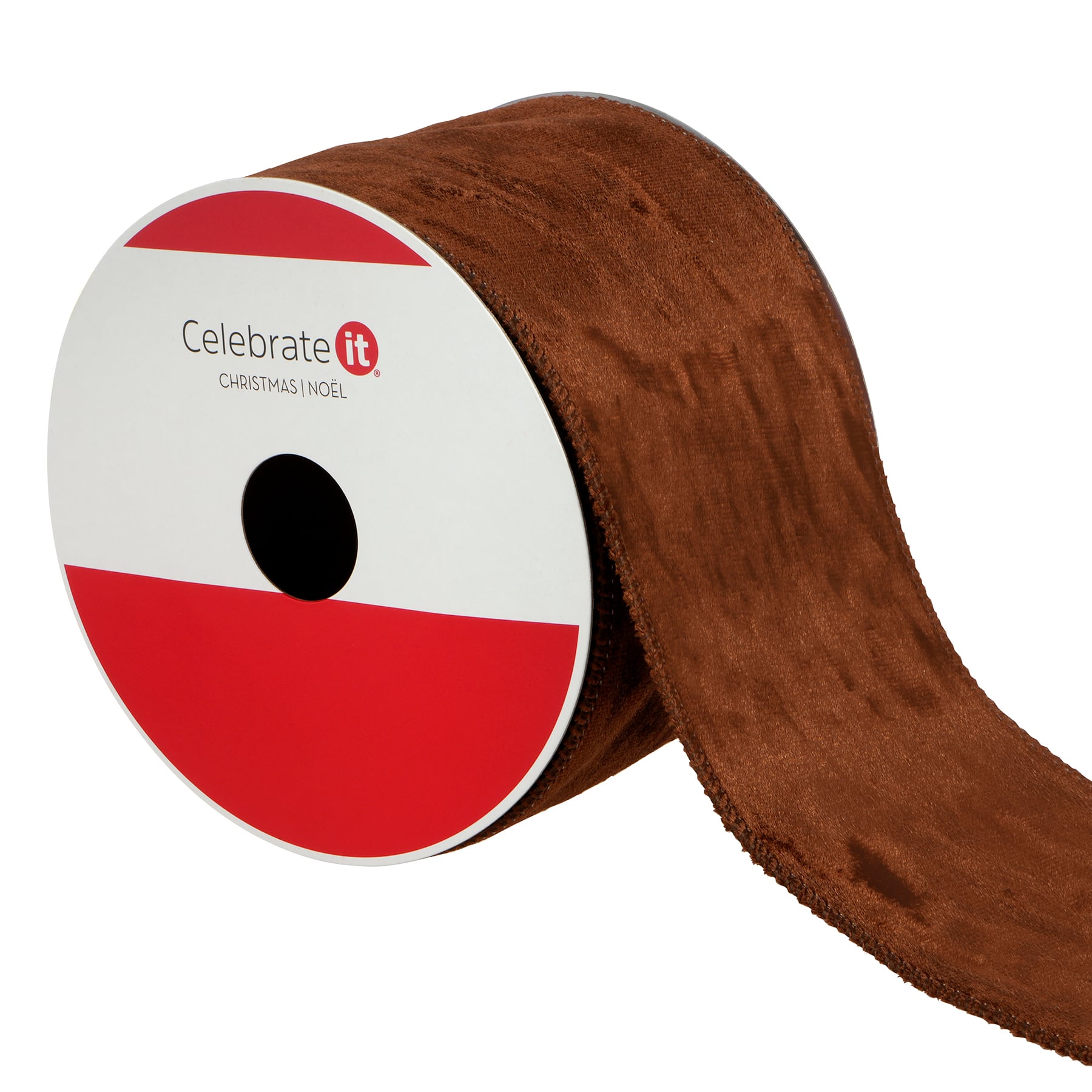 3.5&#x22; x 21ft. Brown Wired Velvet Ribbon by Celebrate It&#xAE;