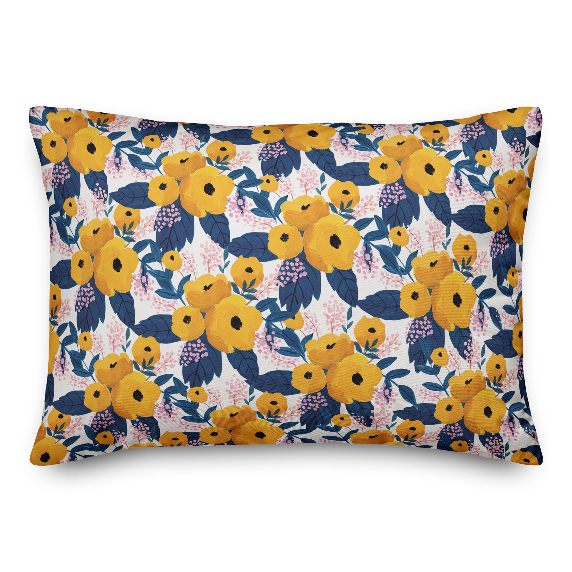 Yellow Flowers Throw Pillow