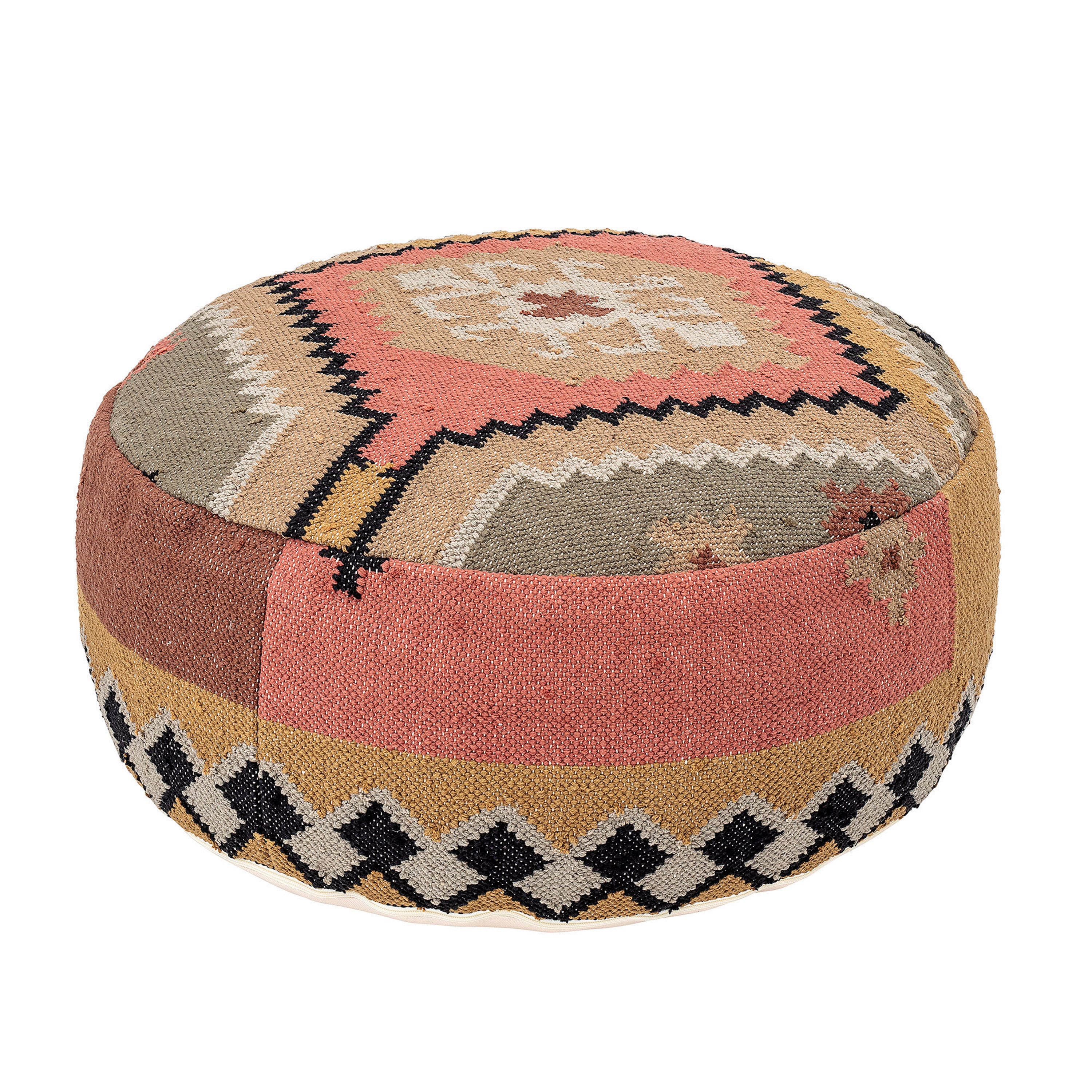 Hello Honey® Multicolor Handwoven Cotton Kilim Pouf