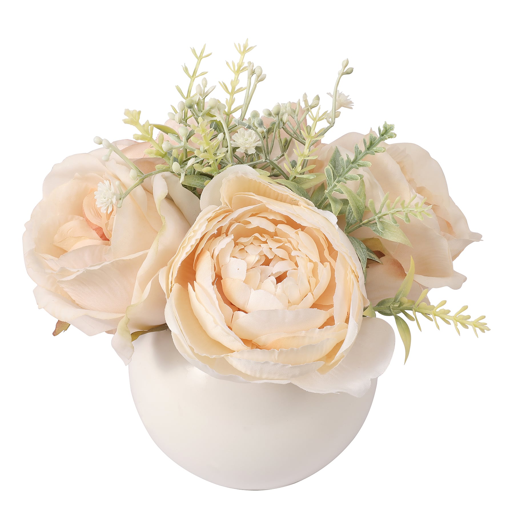 7" Cream Rose & Peony Mix in Ceramic Pot by Ashland®