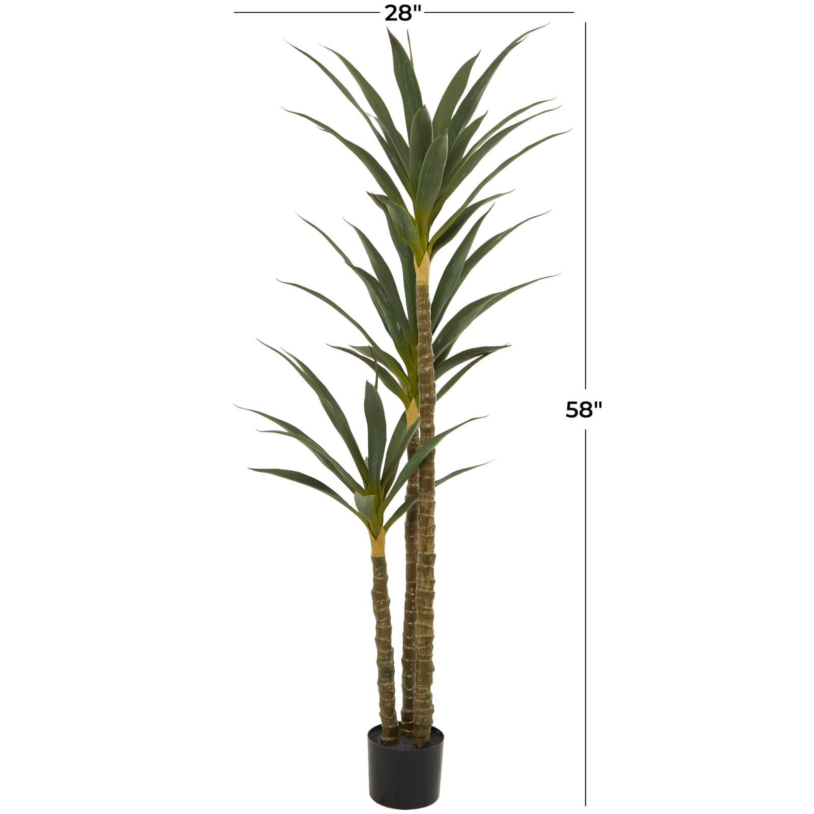 58&#x22; Green Faux Foliage Sisal Artificial Tree With Black Plastic Pot