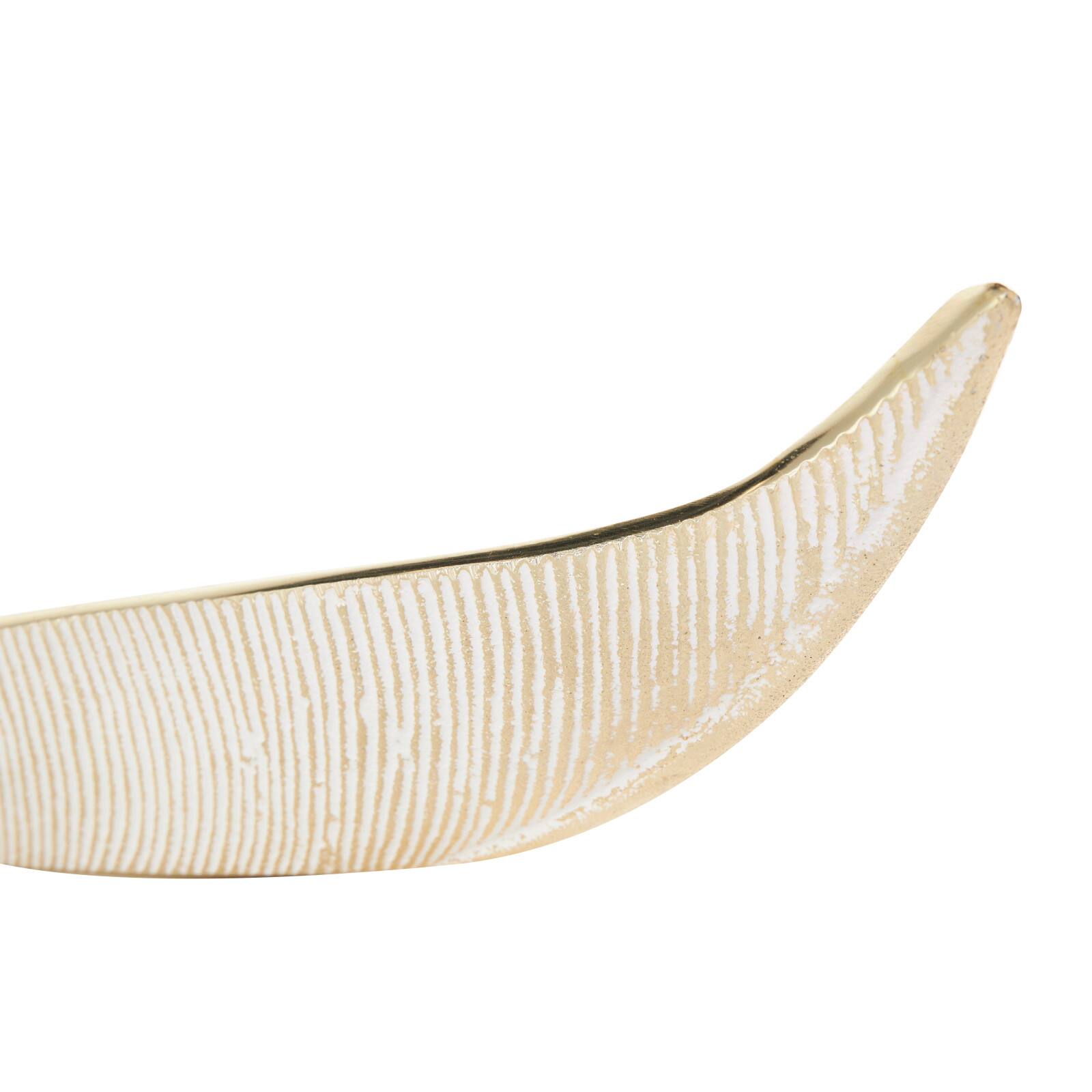 Silver Aluminum Leaf Slim Carved Decorative Bowl Set with Gold Metallic Accents