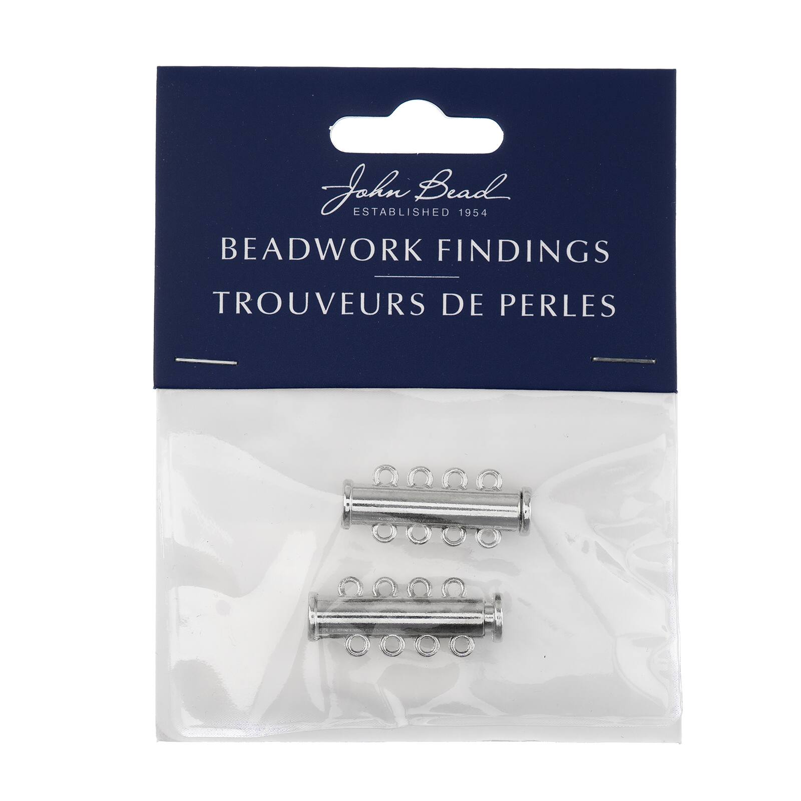 John Bead Silver Multi-Strand Tube Slide Clasps, 2ct.