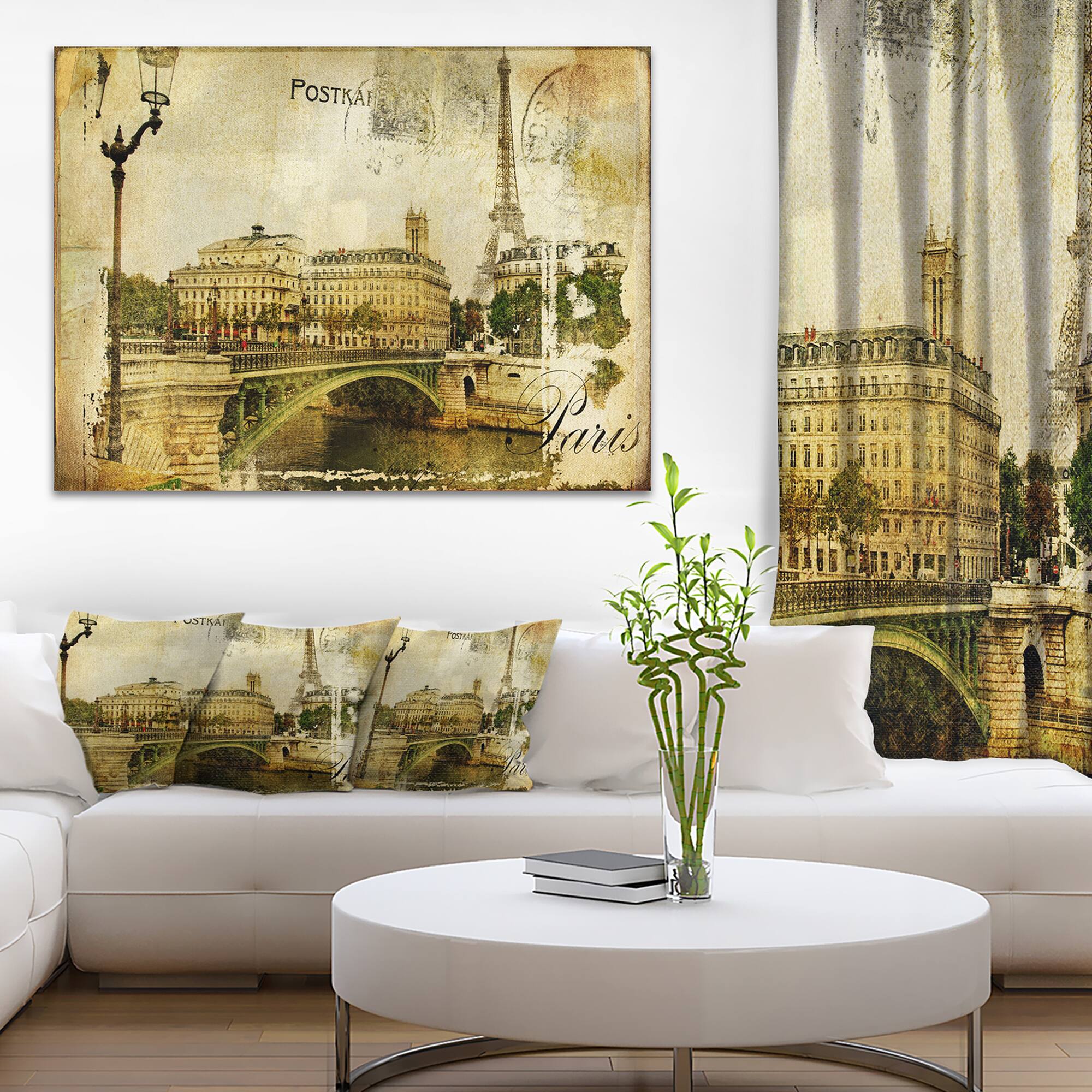Designart - Vintage Paris - Abstract Cityscape Art